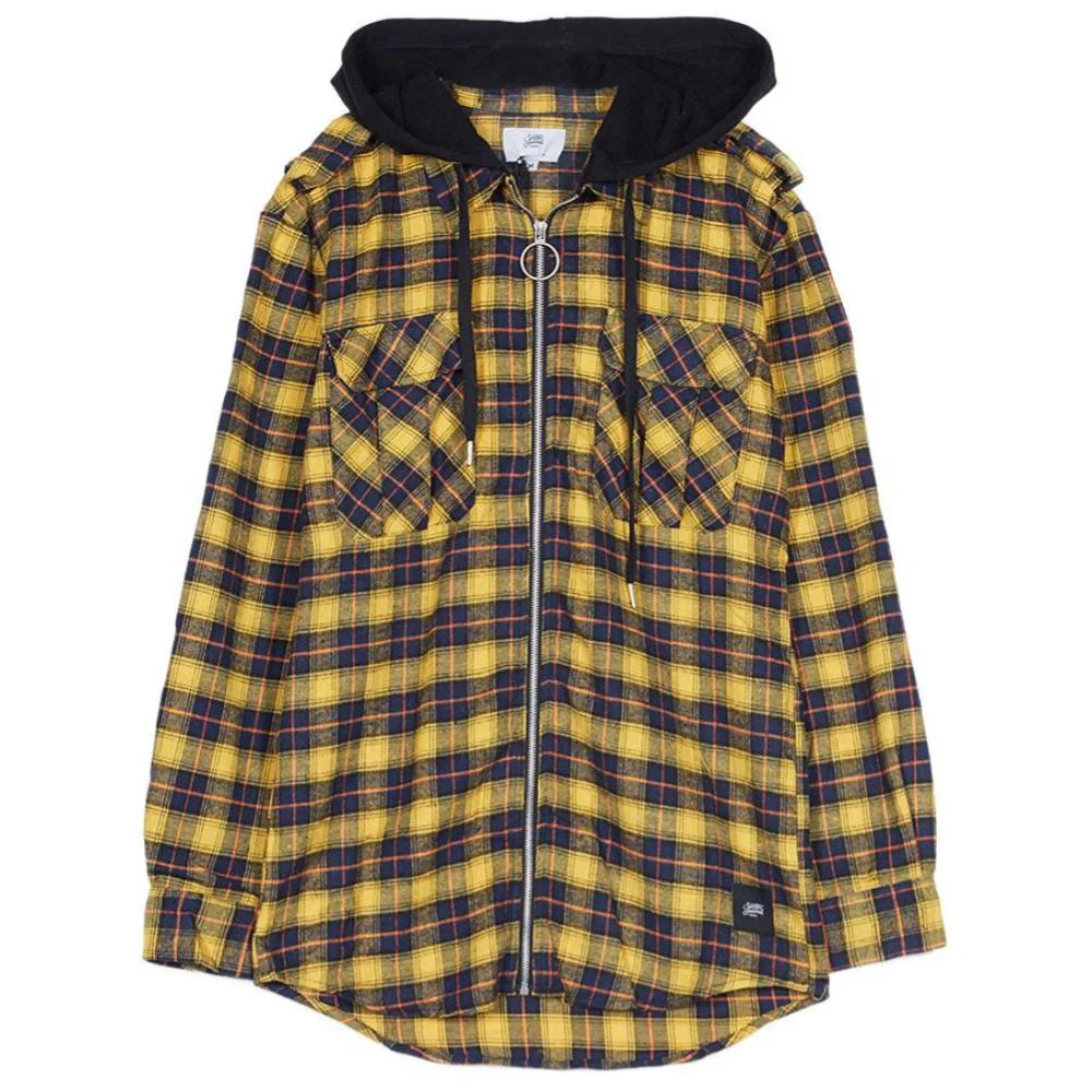 Chemise carreaux capuche Sixth June jaune