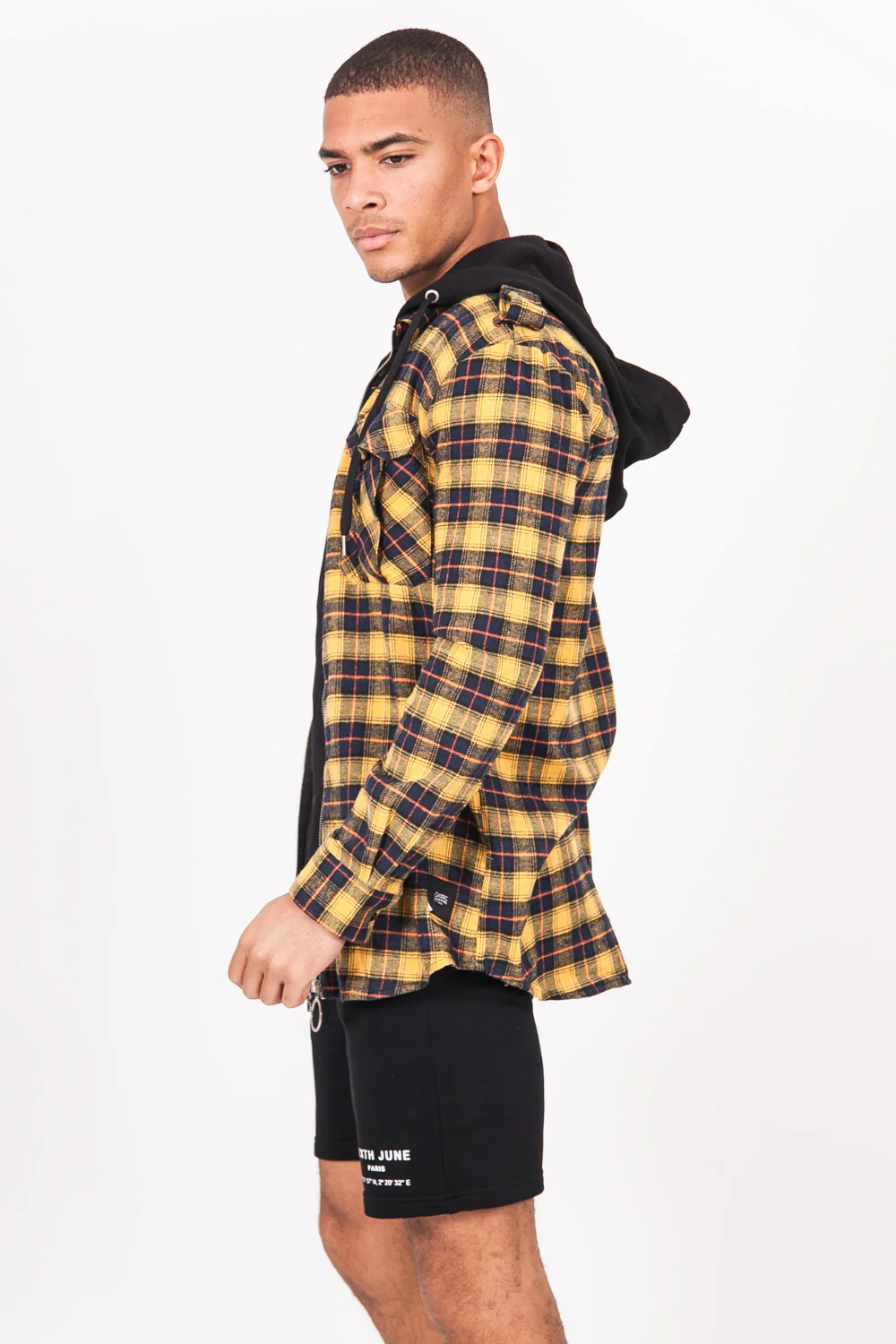 Chemise carreaux capuche Sixth June jaune - Image 3
