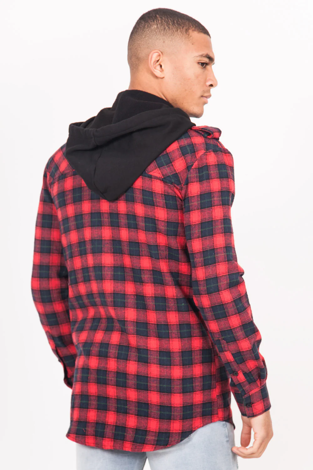 Chemise carreaux capuche Sixth June rouge - Image 3