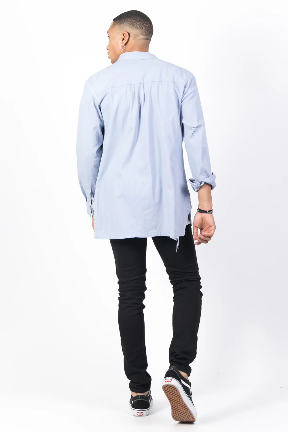Chemise déchirée poches cargo bleu - Image 3