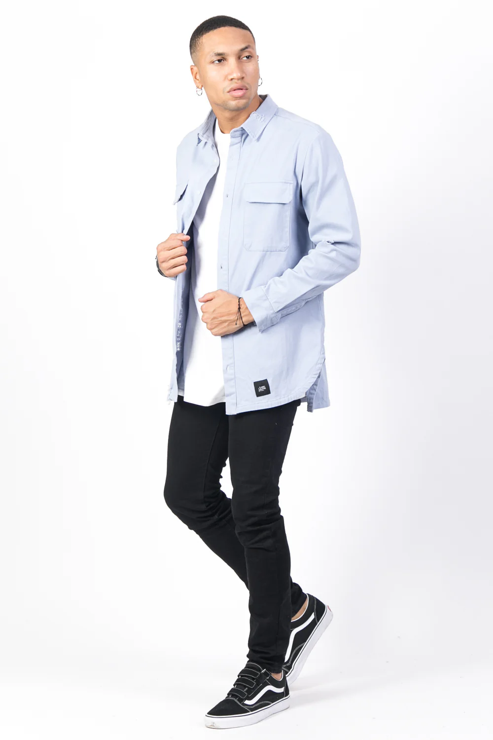 Chemise déchirée poches cargo bleu - Image 5