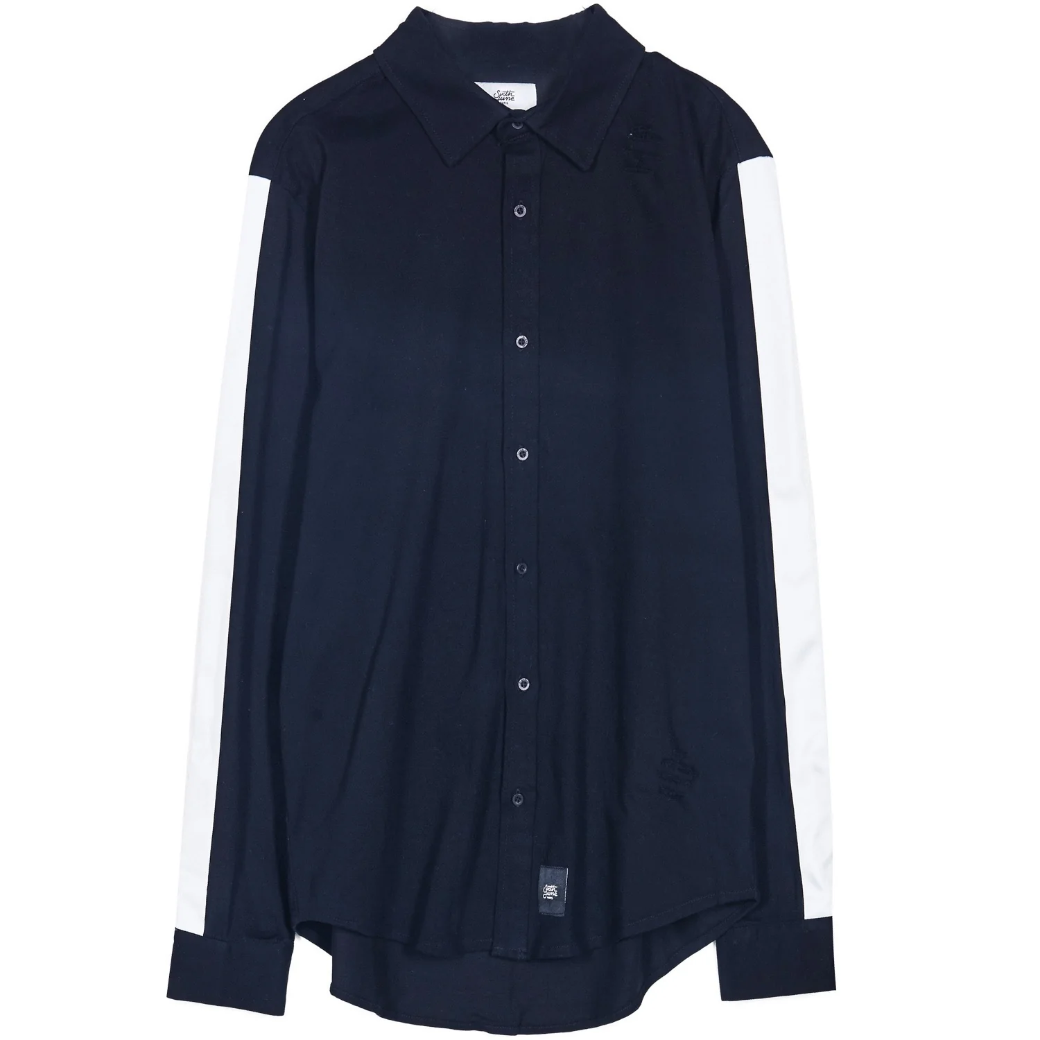 Chemise destroy bandes noir blanc
