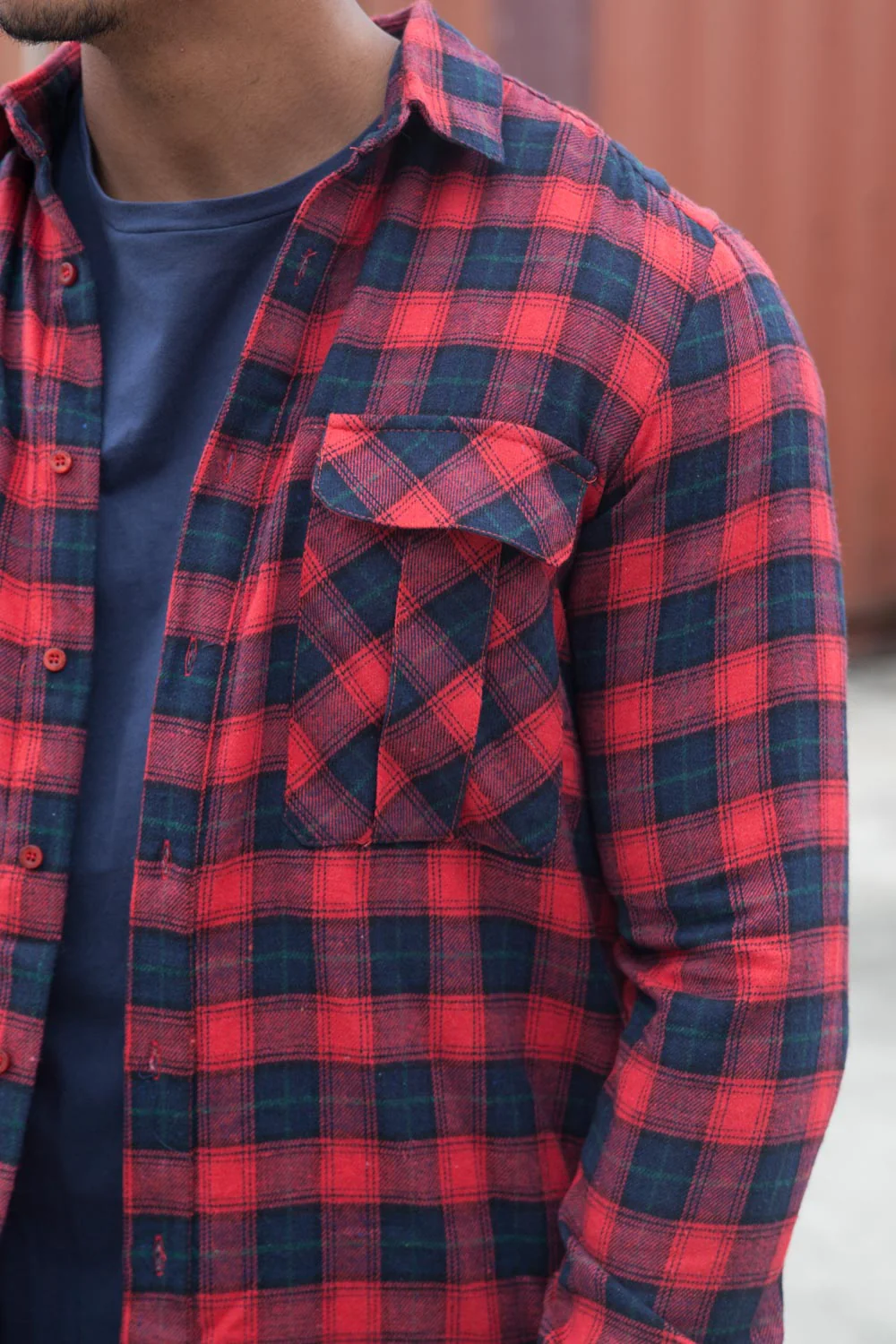Chemise flanelle poches rouge - Image 3