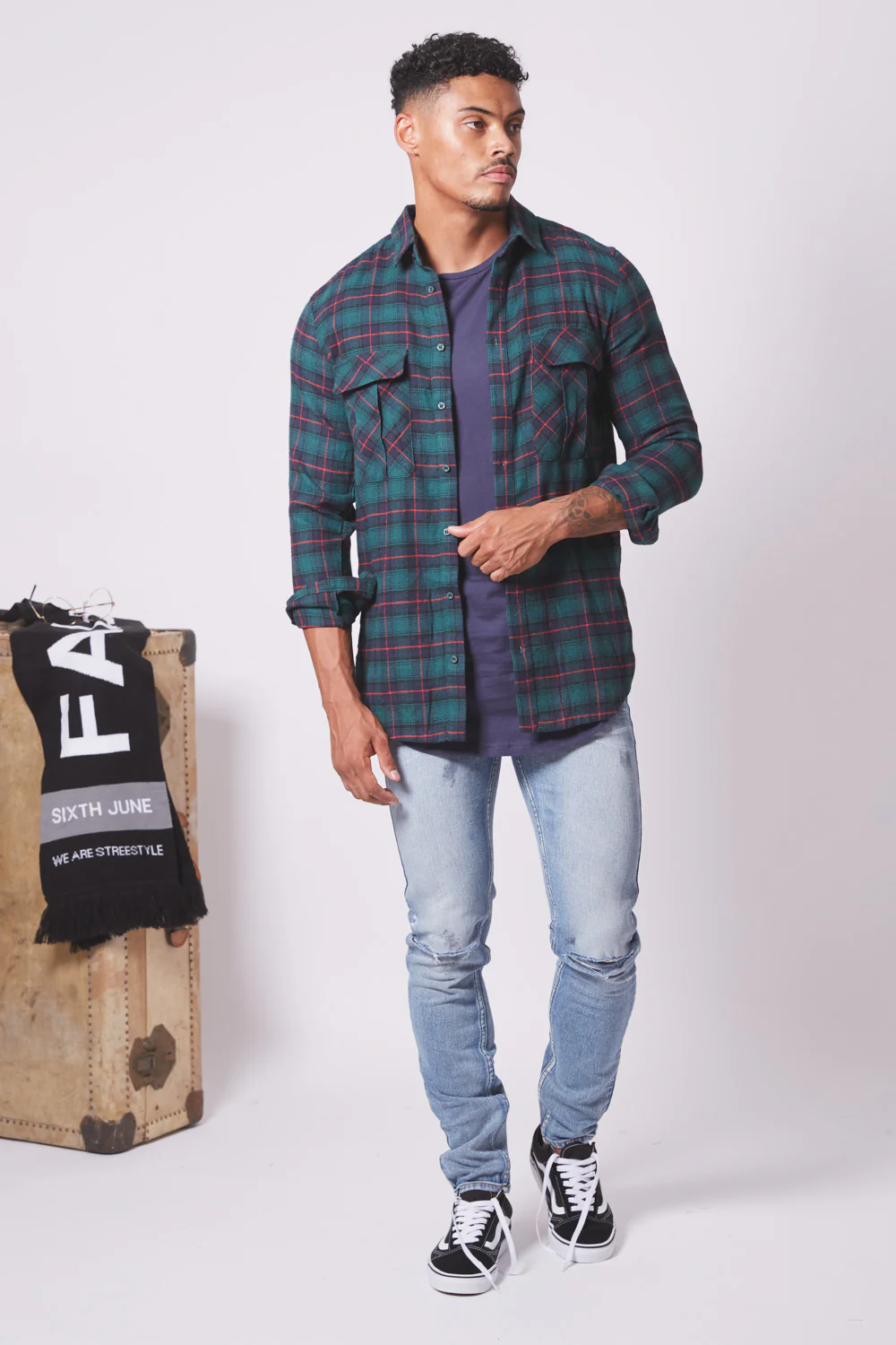 Chemise flanelle poches vert - Image 2