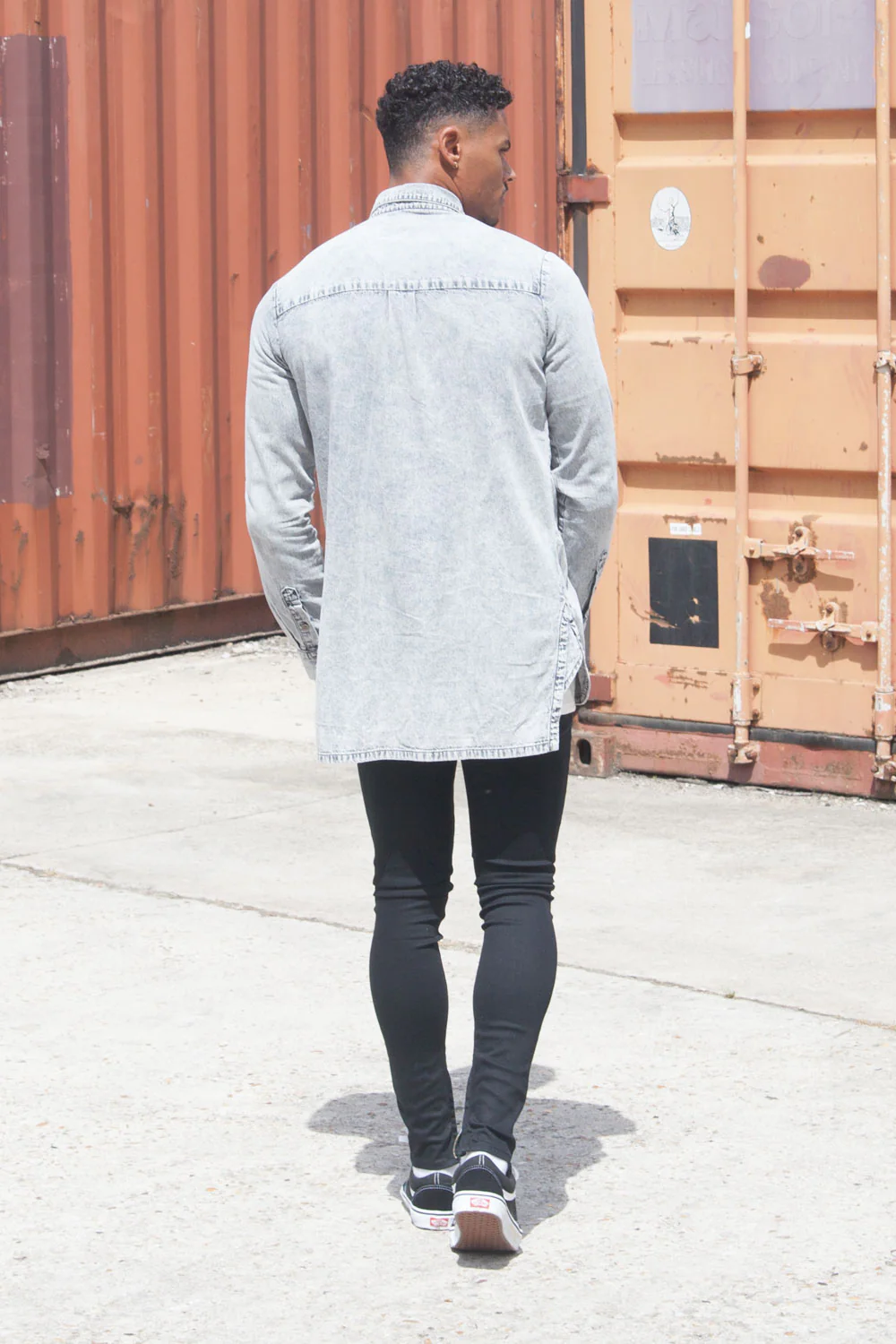 Chemise jean poches cargo gris - Image 5