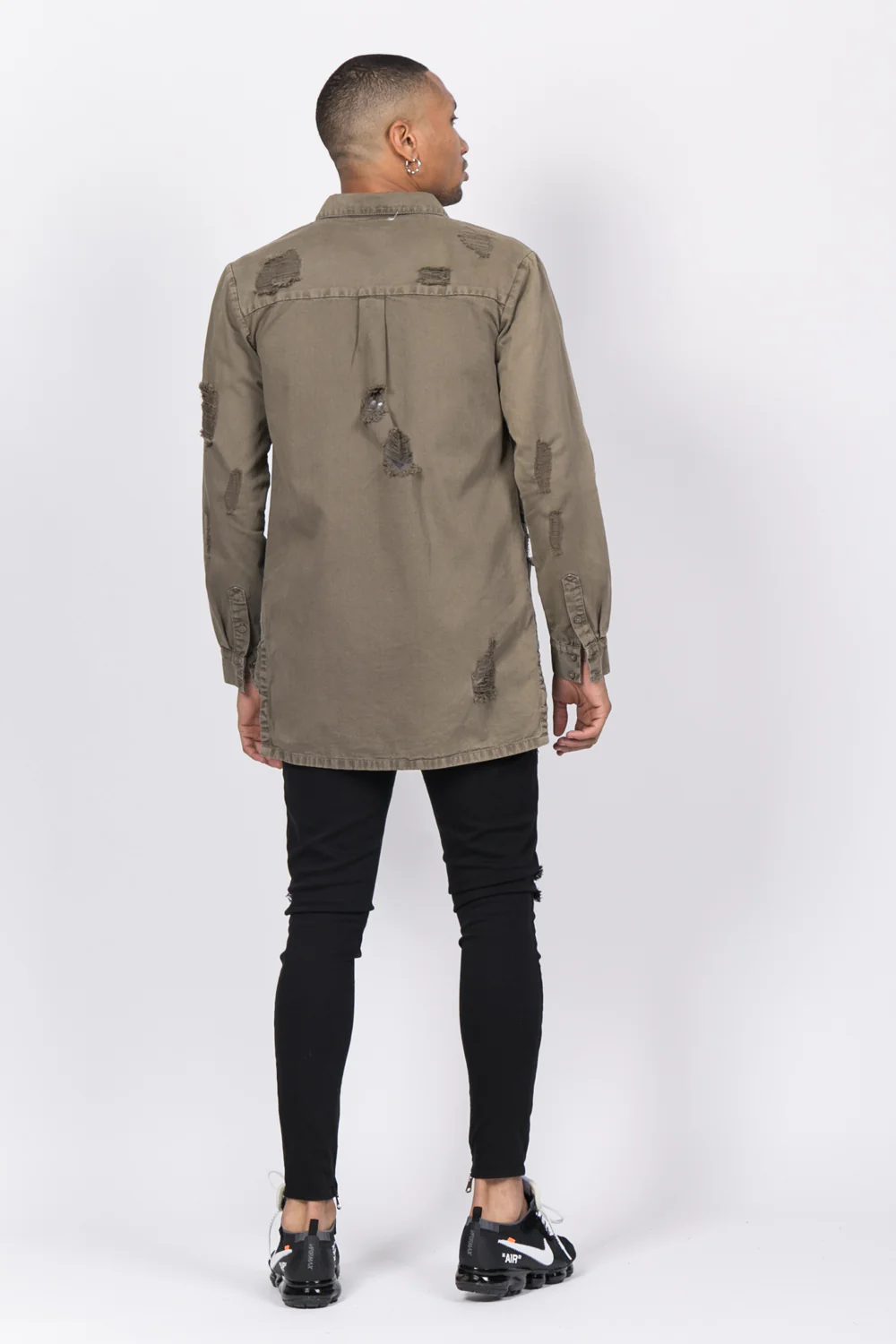 Chemise déchirée jean beige foncé - Image 4