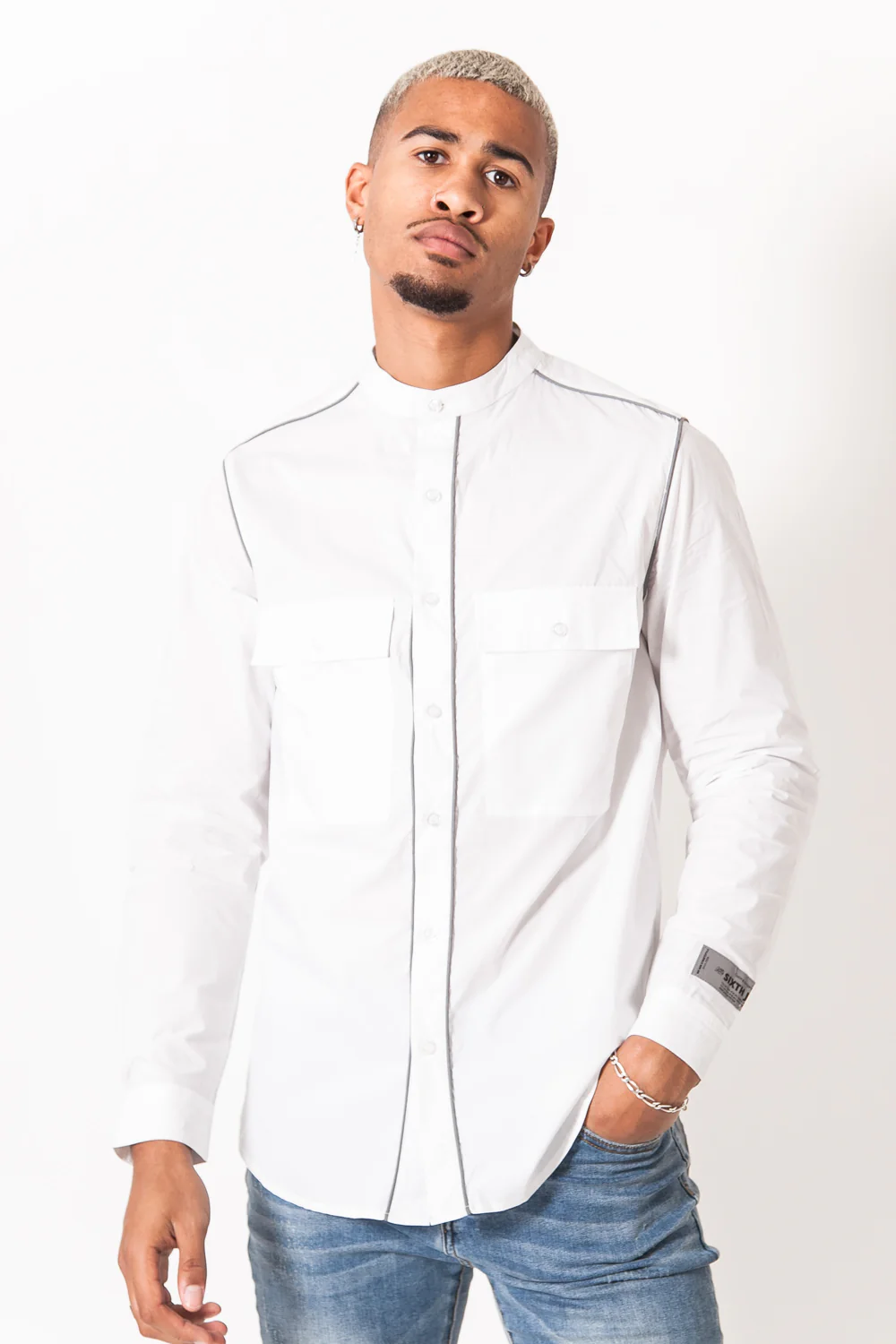Chemise liseré réfléchissant blanc - Image 3