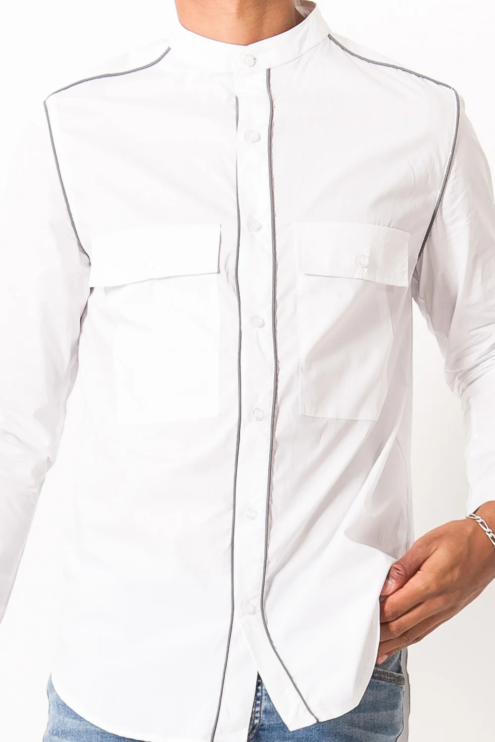 Chemise liseré réfléchissant blanc - Image 4