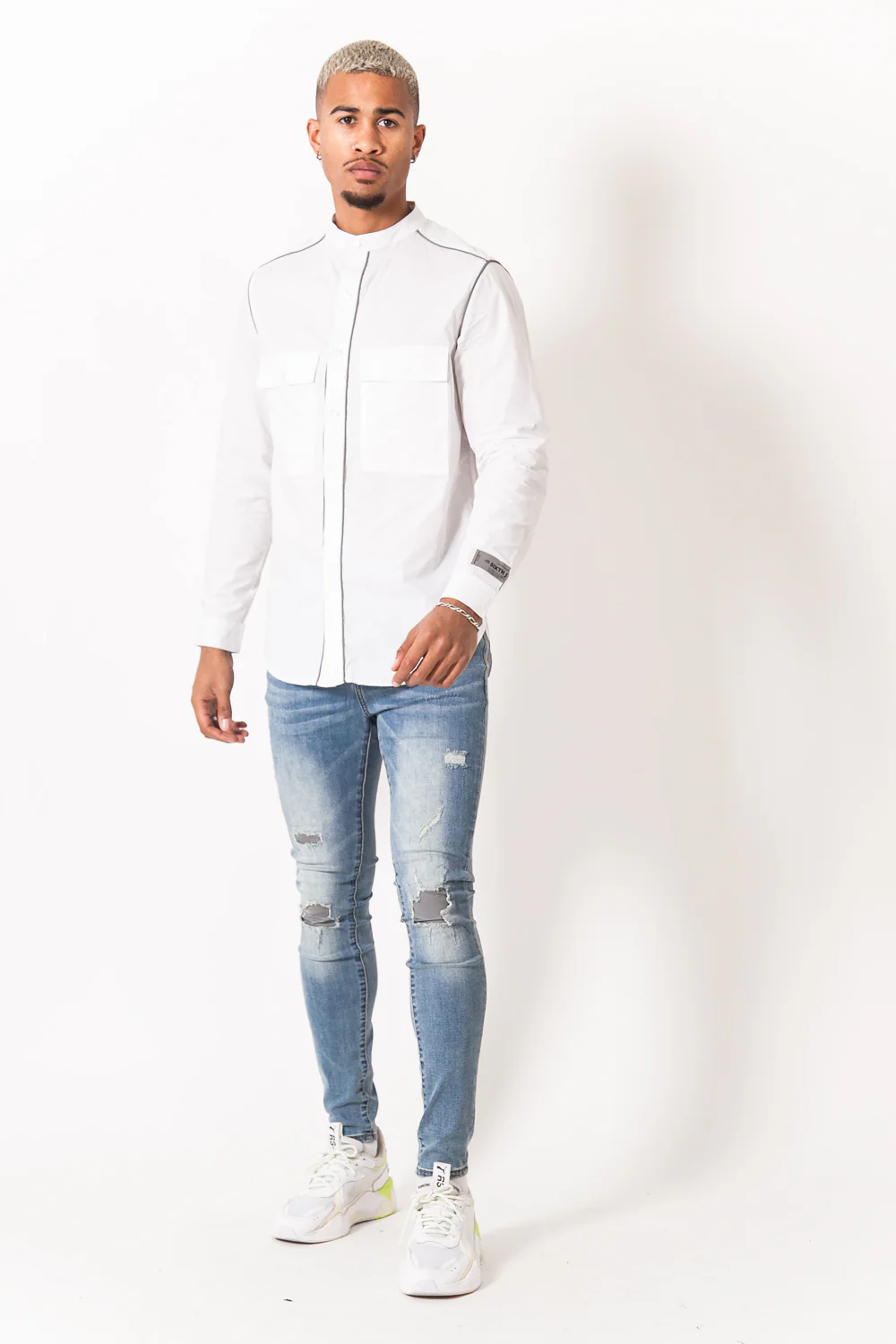 Chemise liseré réfléchissant blanc - Image 7