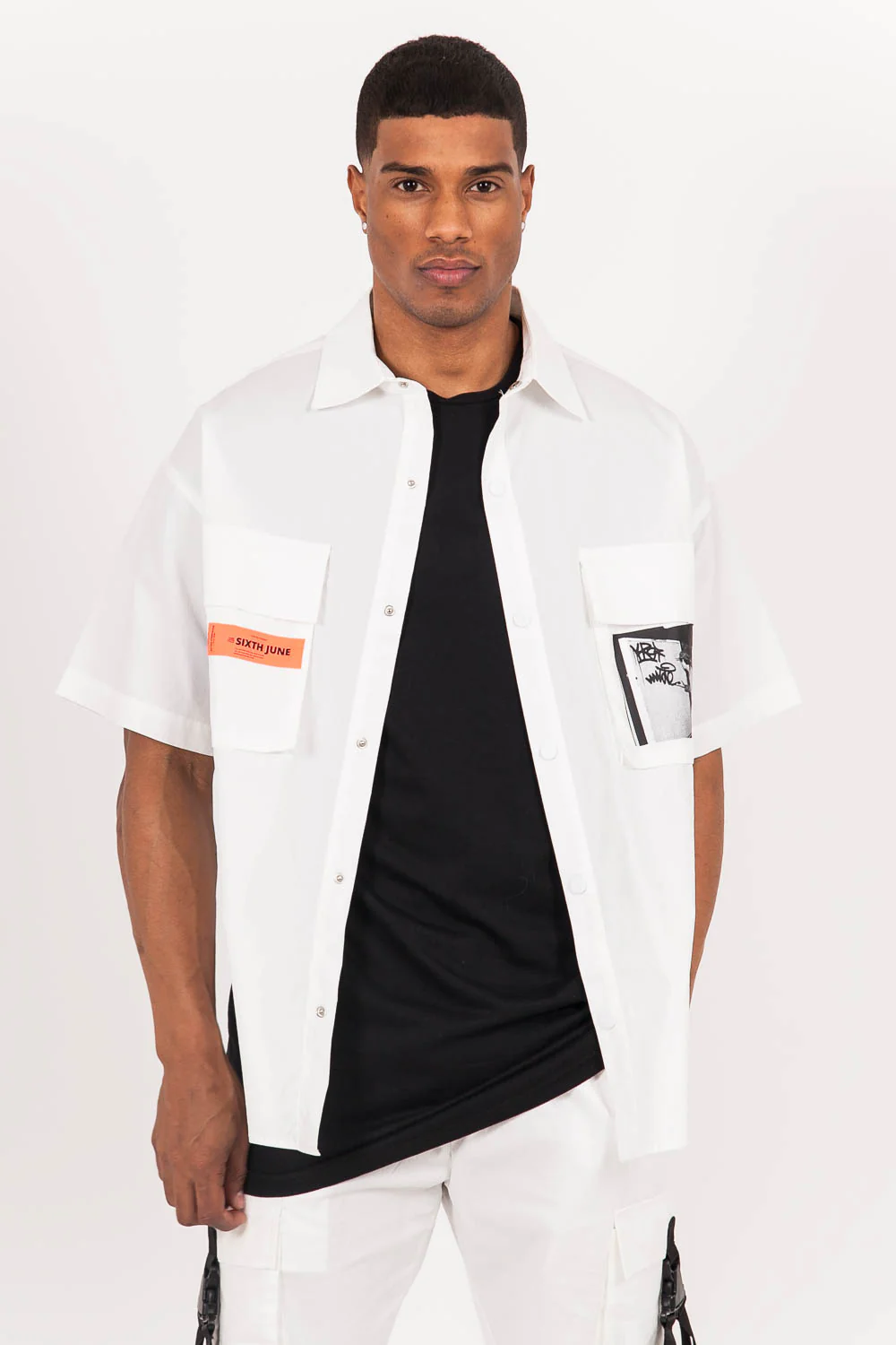 Chemise oversize imprimé blanc - Image 2