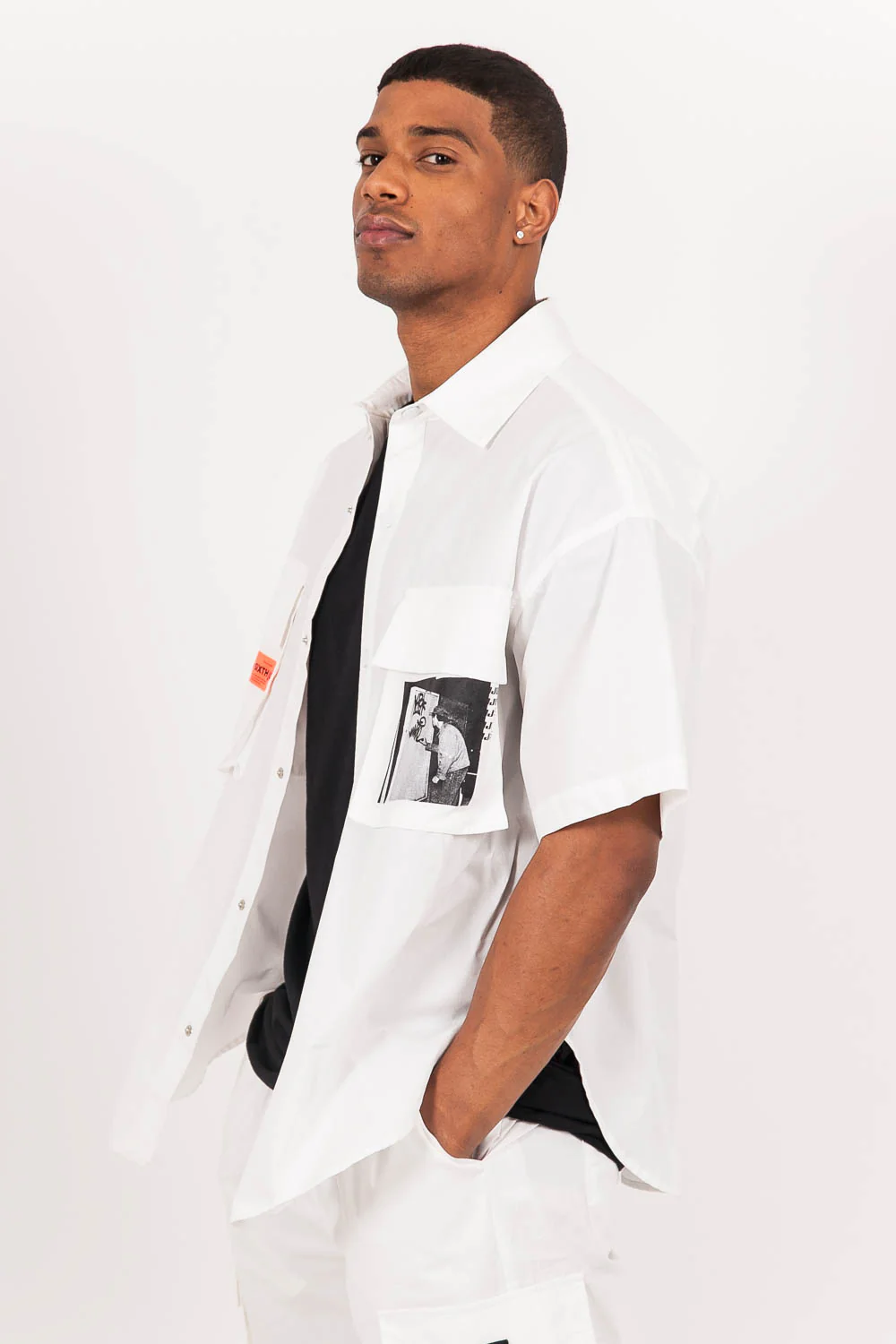 Chemise oversize imprimé blanc - Image 4
