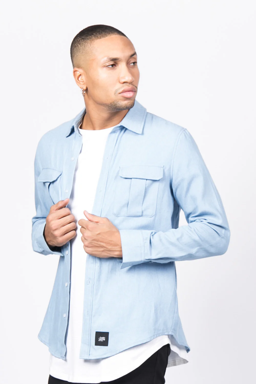 Chemise poches cargo bleu clair - Image 3