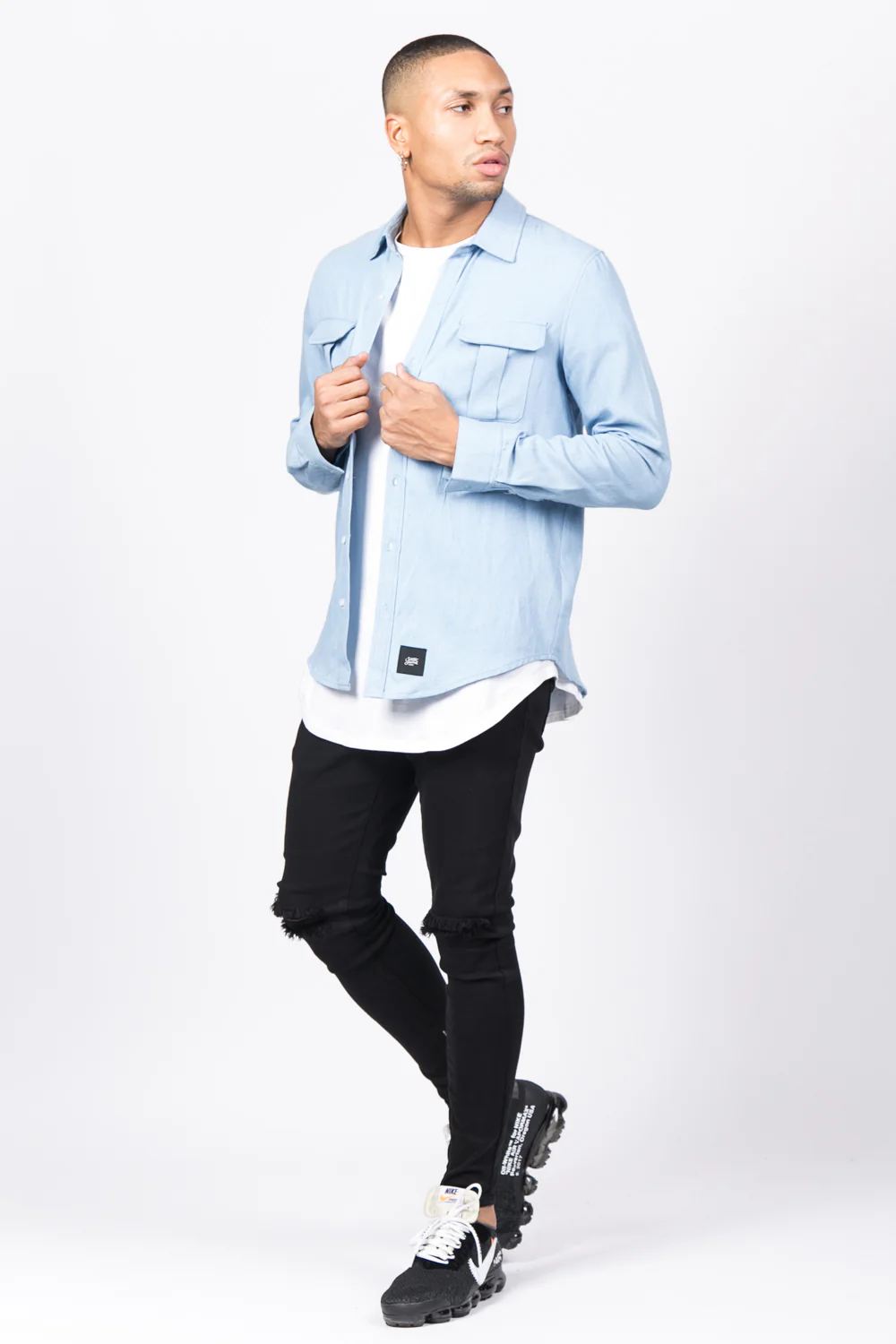 Chemise poches cargo bleu clair - Image 4