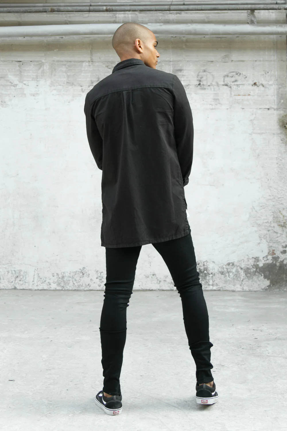 Chemise poches dos long noir - Image 3