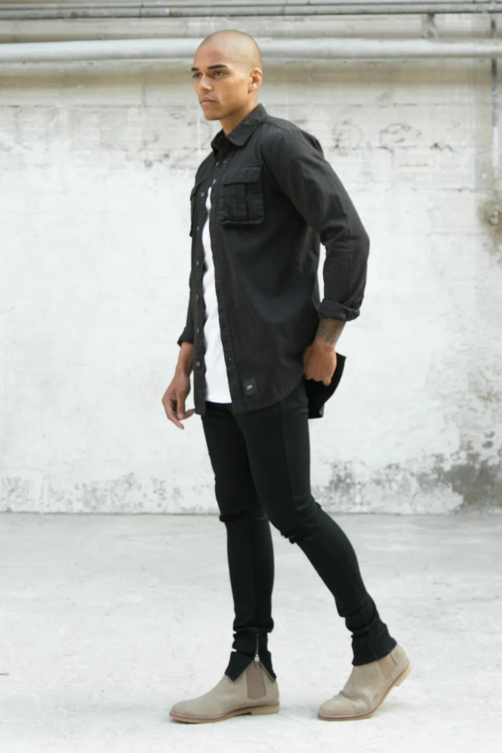 Chemise poches dos long noir - Image 4