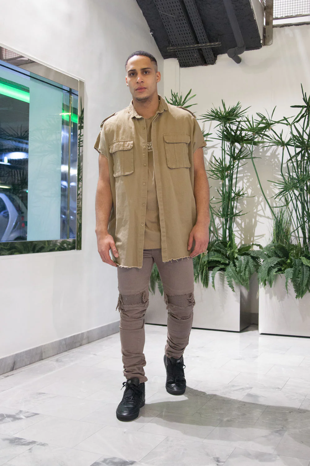 Chemise sans manches Safari beige M2425VSH - Image 2