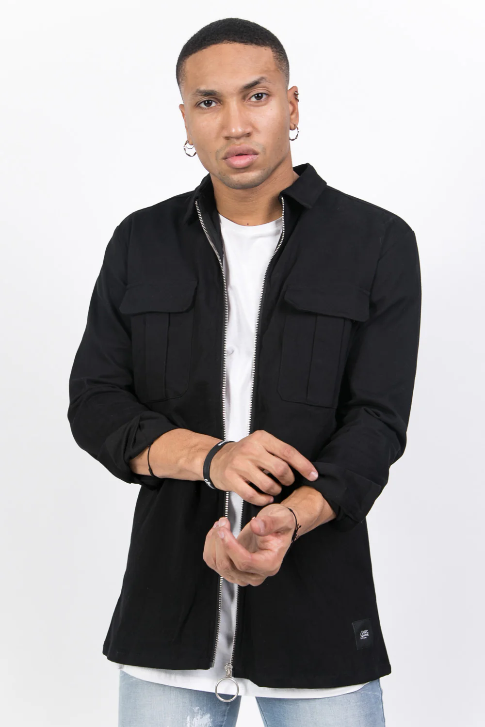 Chemise zippée cargo noir - Image 2