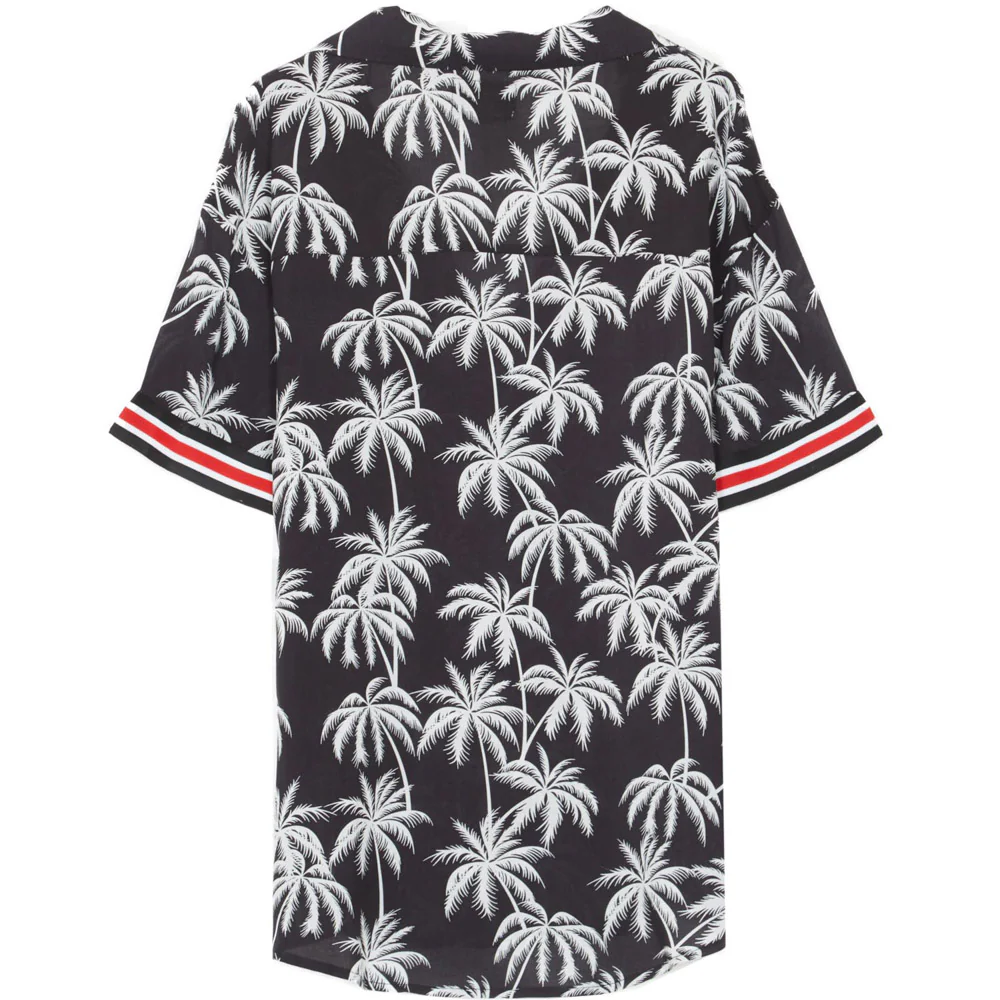 Chemisette large palmiers bandes noir blanc - Image 8