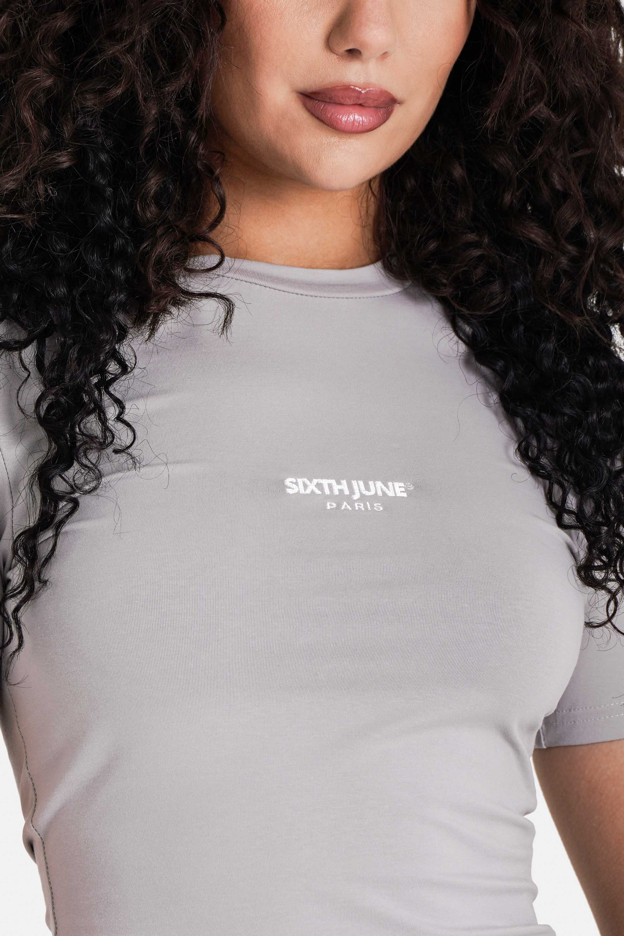 T-shirt logo central Gris - Image 3