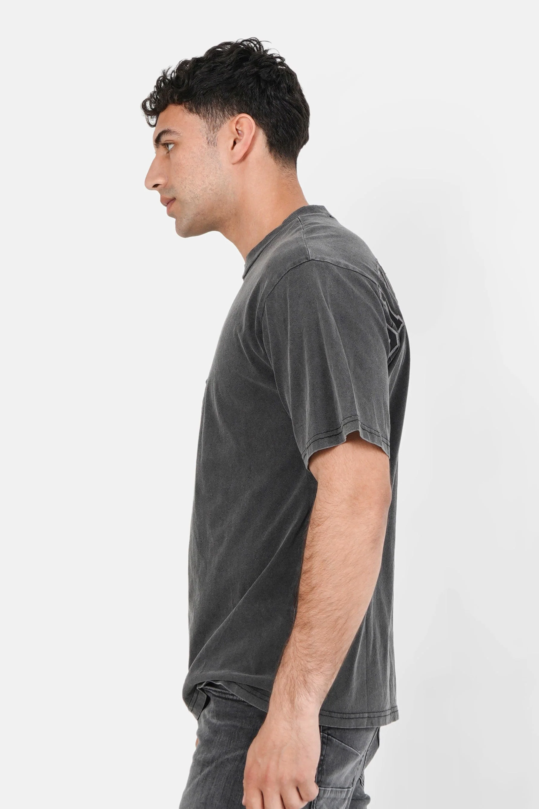 T-shirt college logo brodé Gris foncé - Image 4