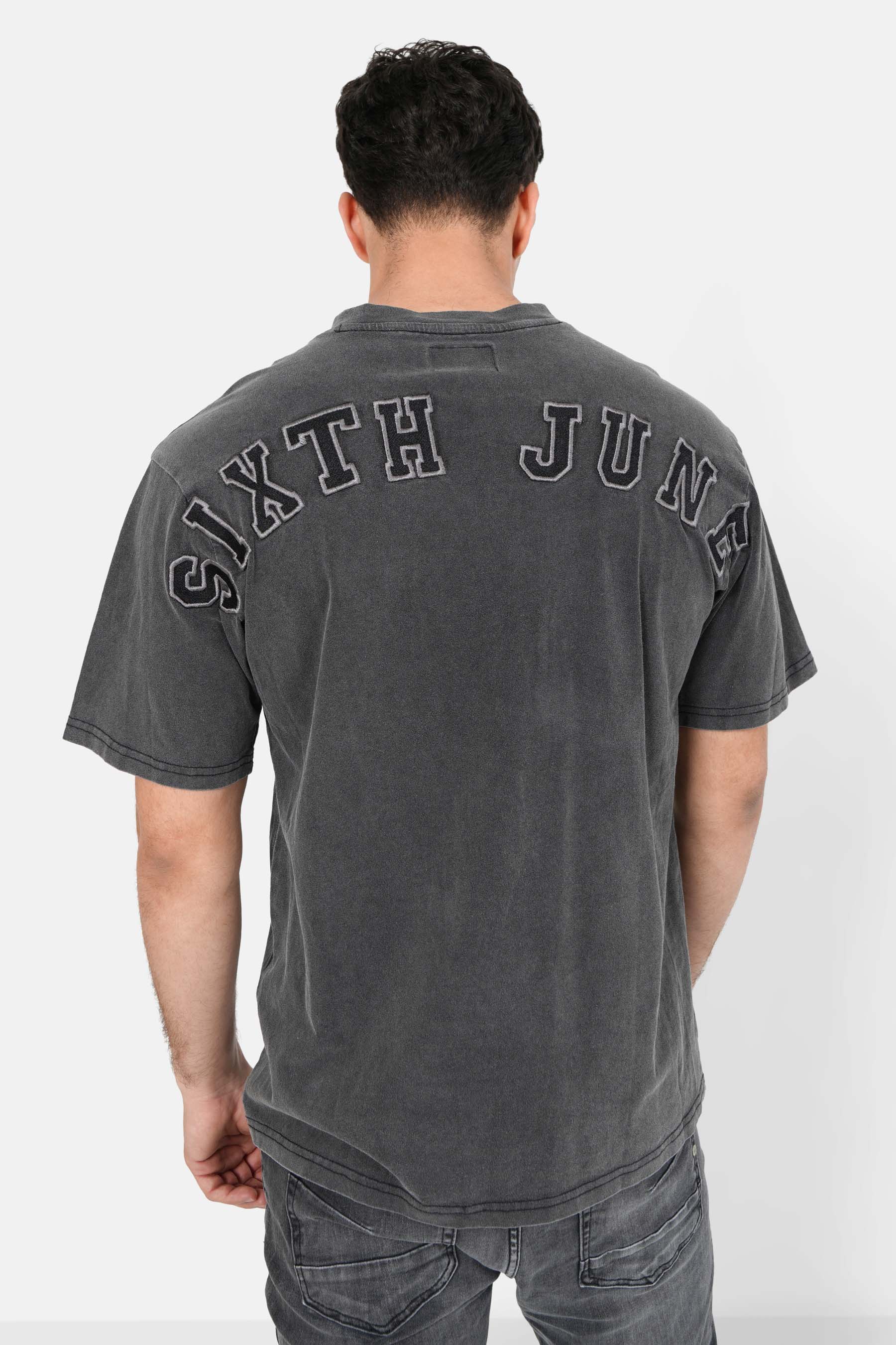 T-shirt college logo brodé Gris foncé - Image 5