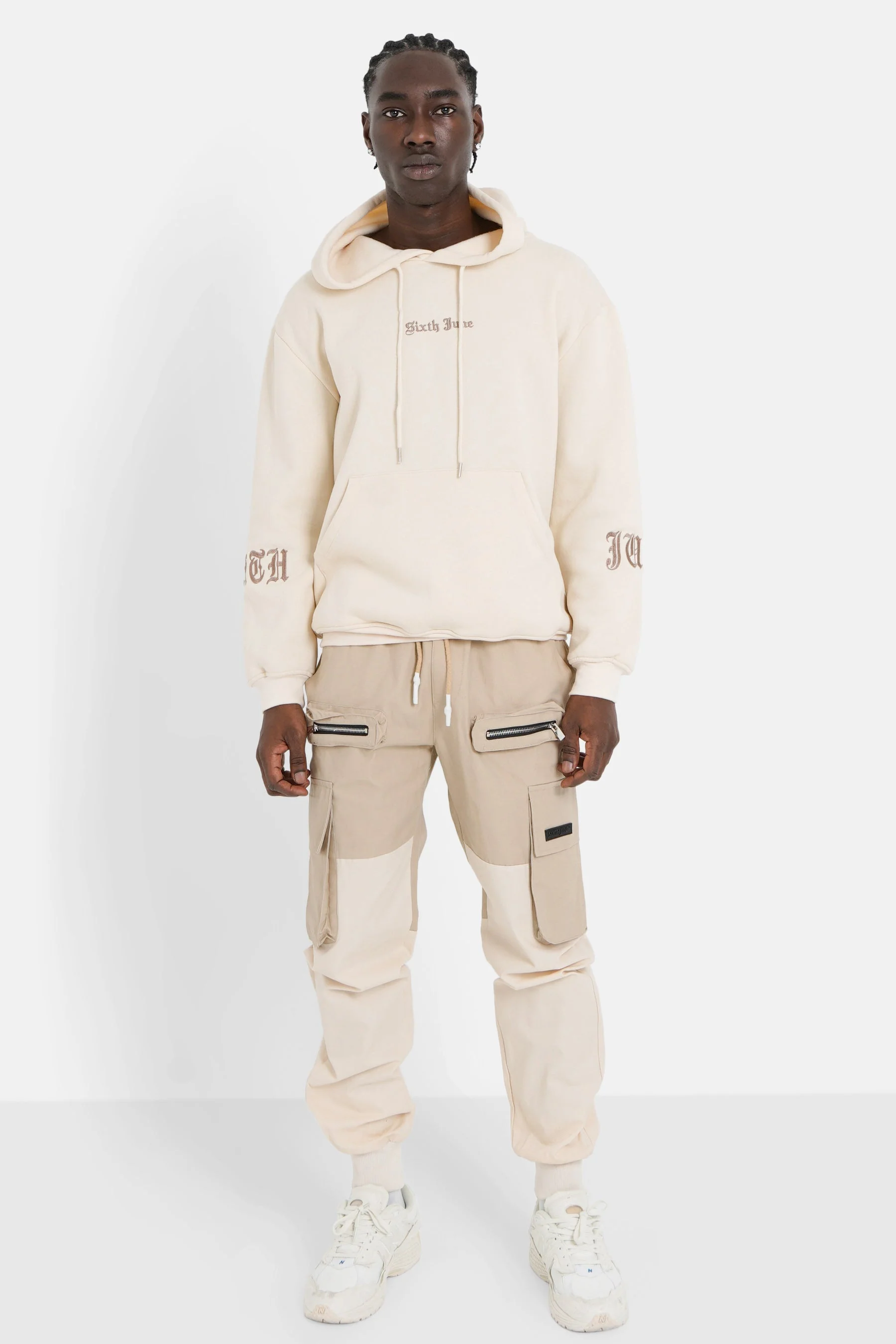 Pantalon cargo bicolore Beige - Image 2
