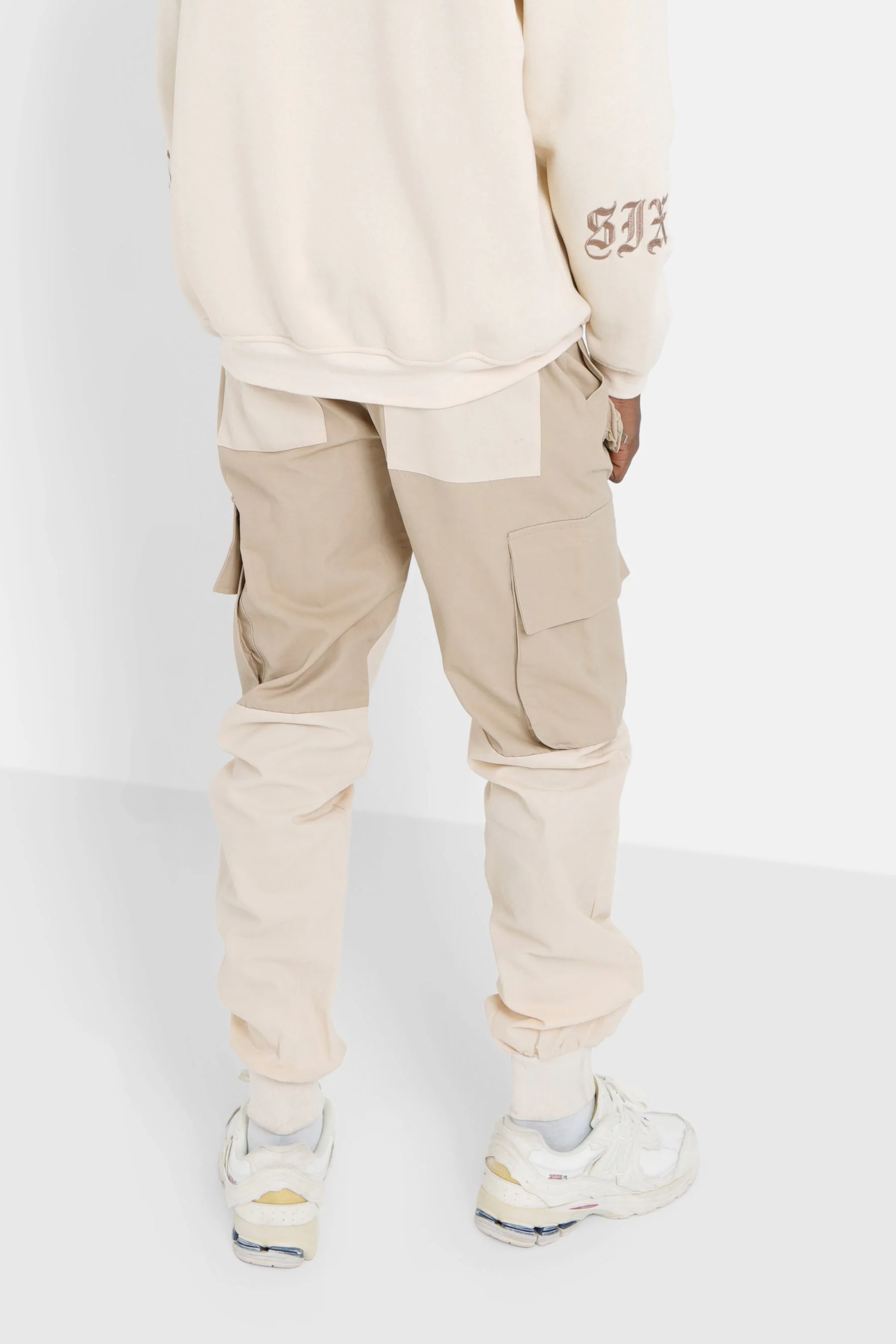 Pantalon cargo bicolore Beige - Image 5
