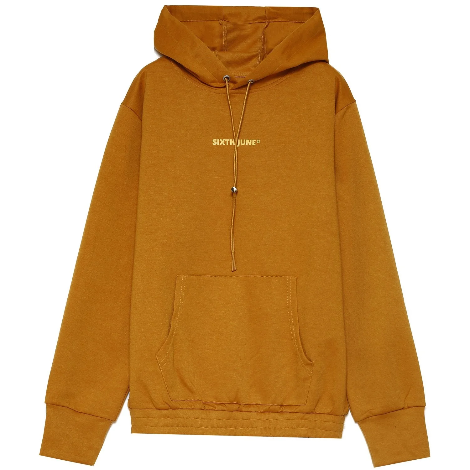 Sweat à capuche logo cordons jaune moutarde - Image 6