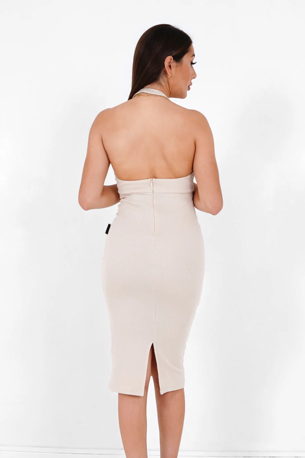 Robe côtelé cordons Beige - Image 5