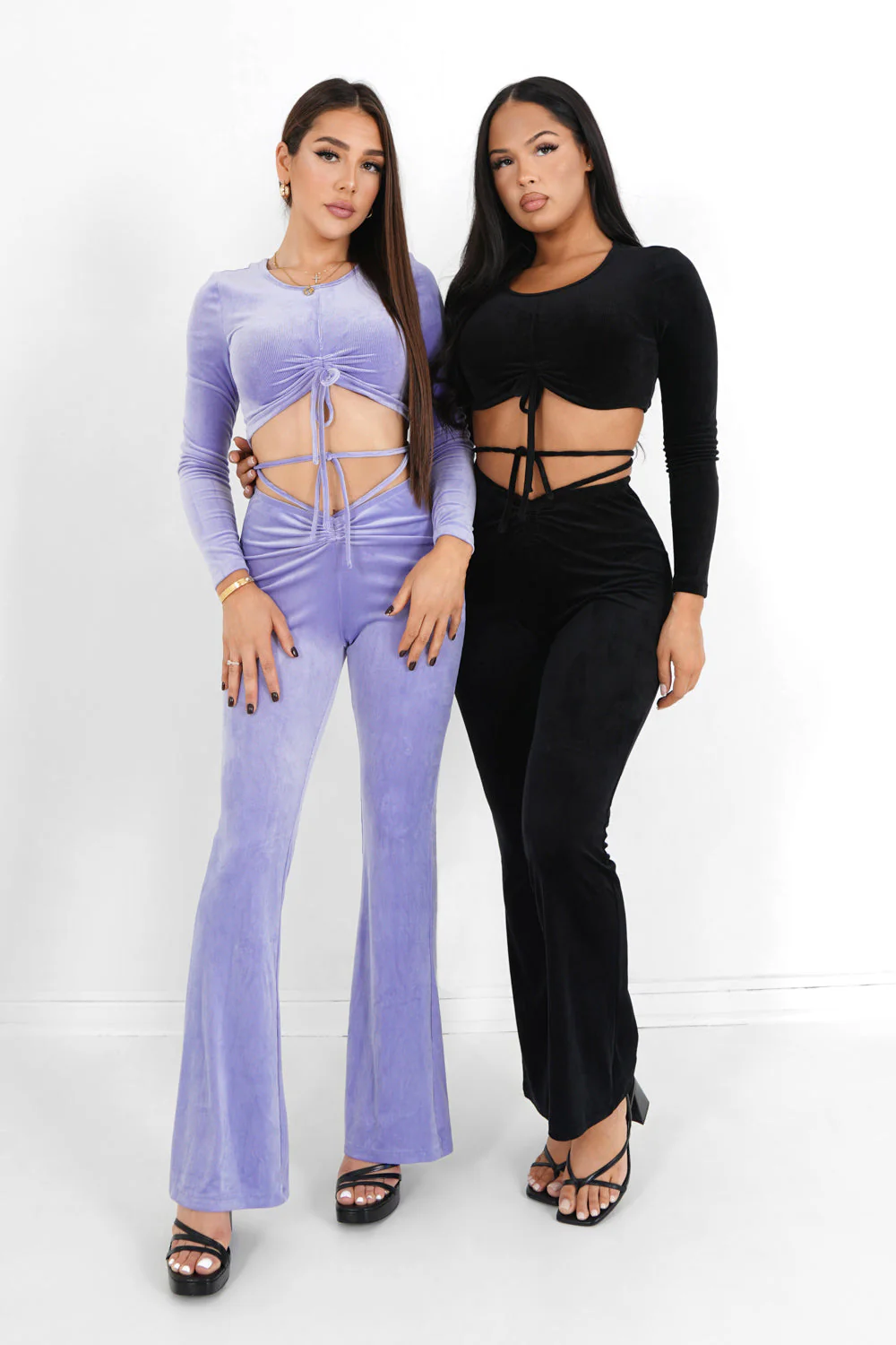 Pantalon cordons velours côtelé Violet - Image 2