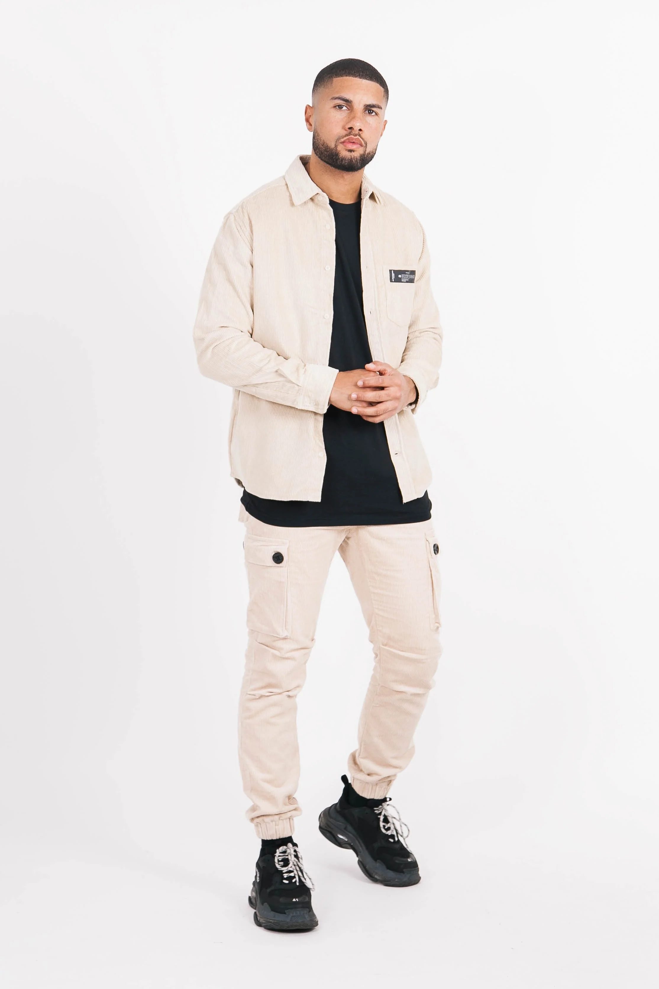 Pantalon cargo velours ceinture beige - Image 2