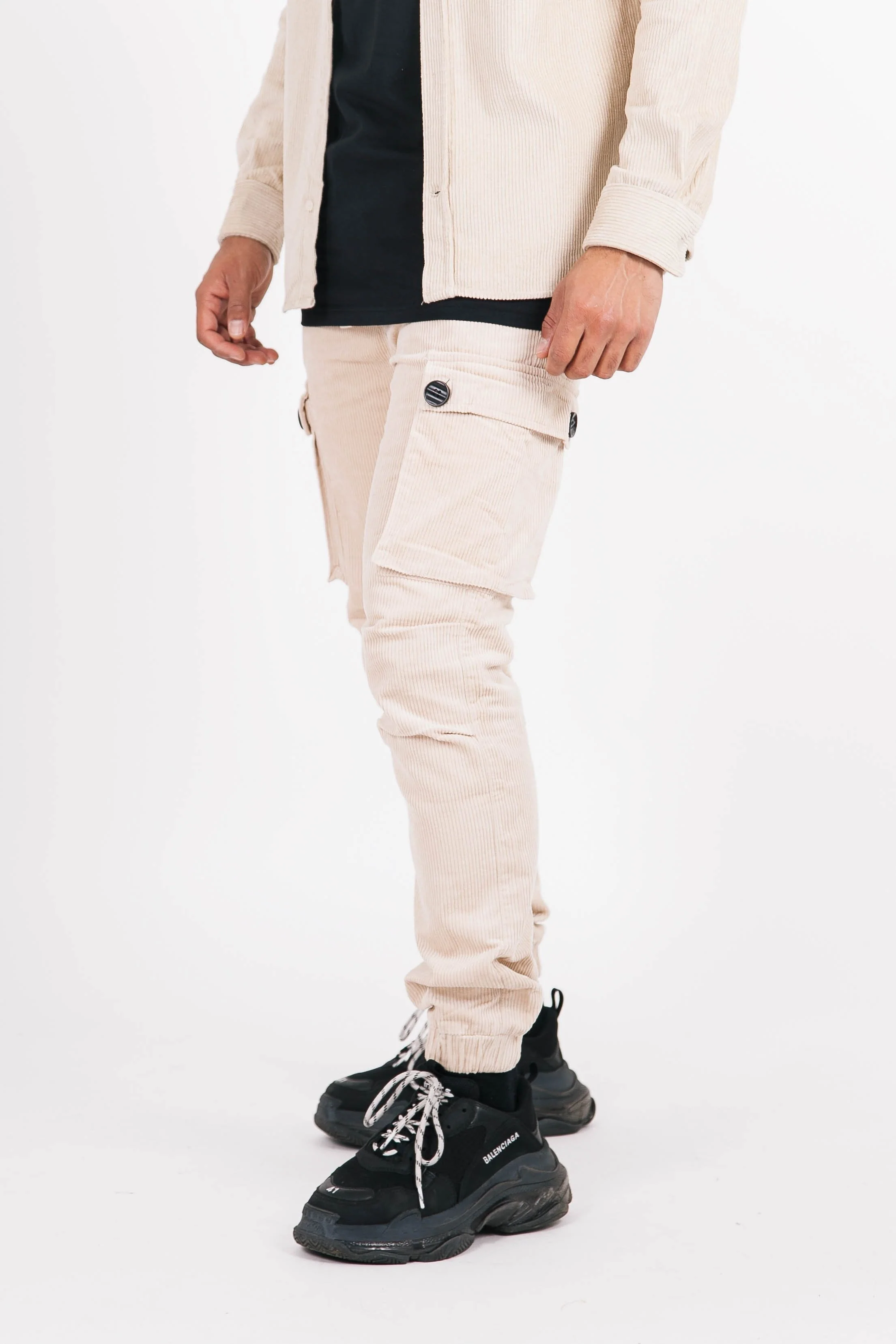 Pantalon cargo velours ceinture beige - Image 4