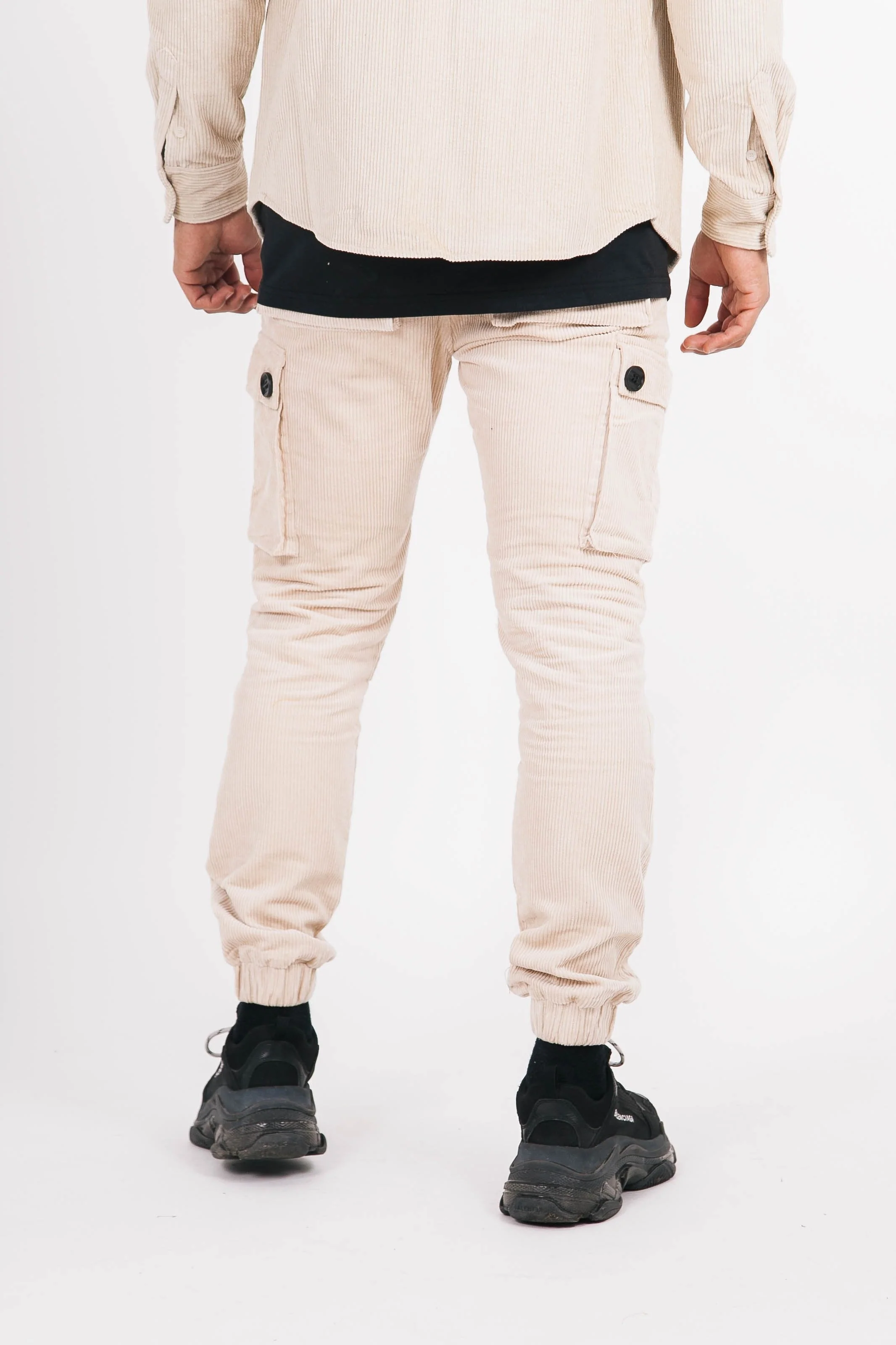 Pantalon cargo velours ceinture beige - Image 5