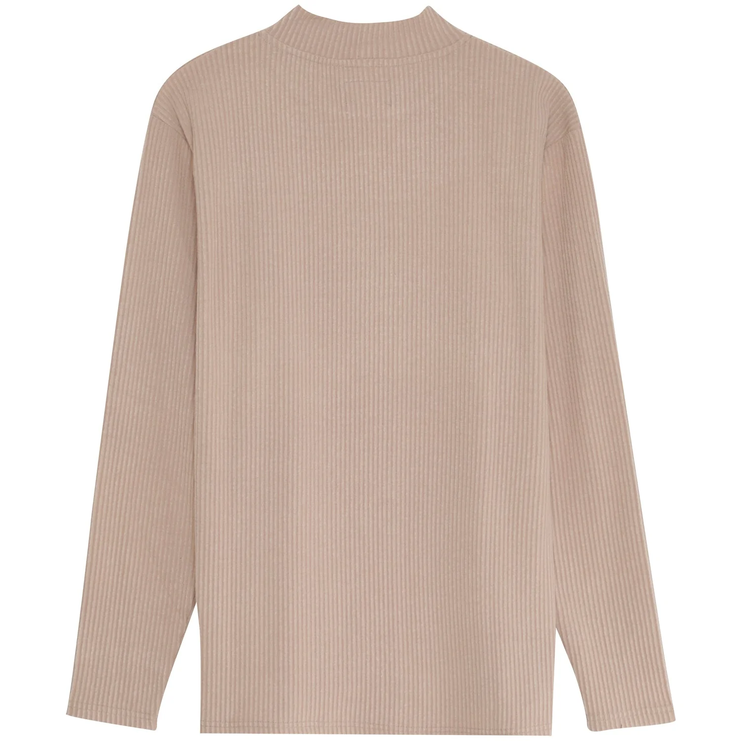 Pull maille côtelé col Beige foncé - Image 6