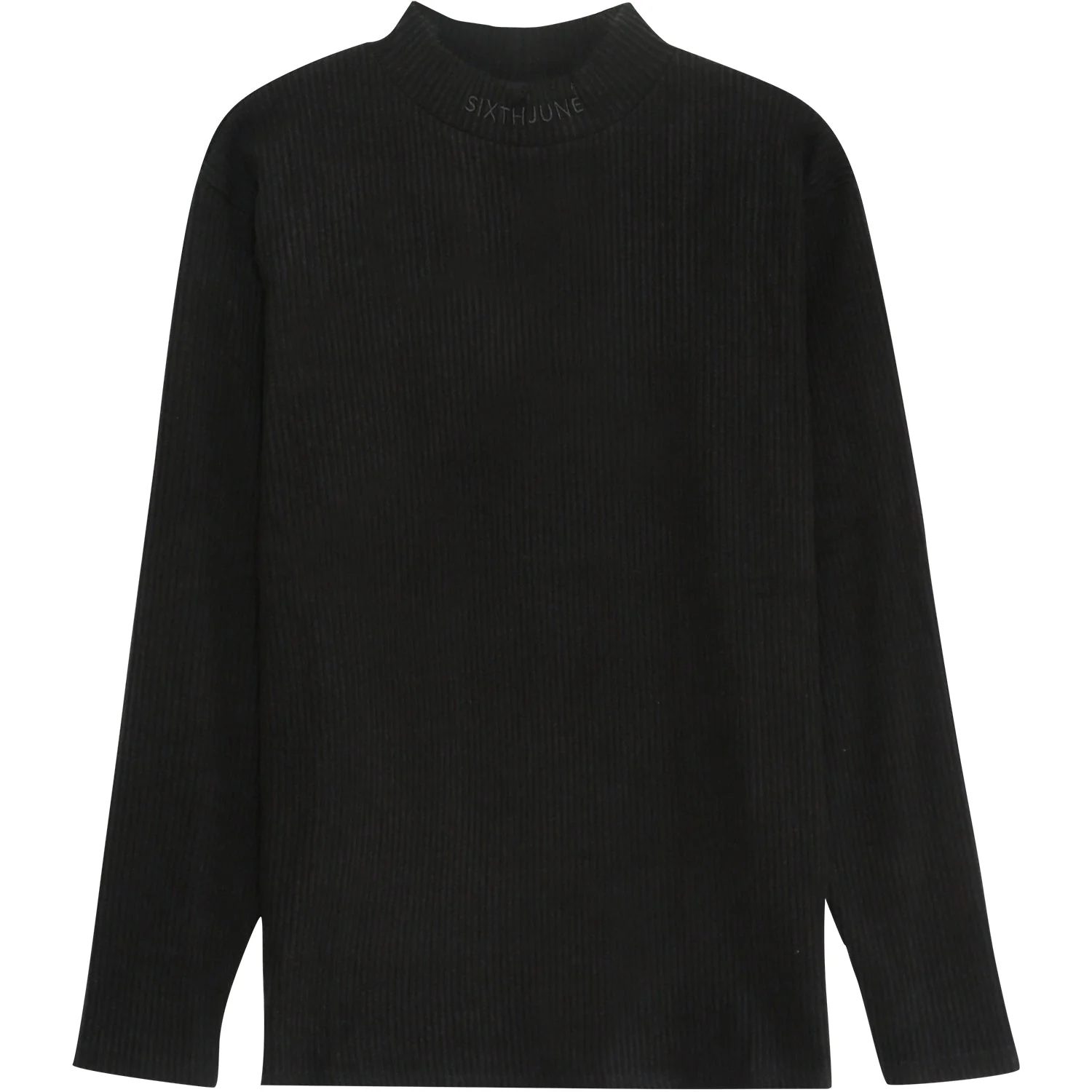 Pull maille côtelé col Noir - Image 5