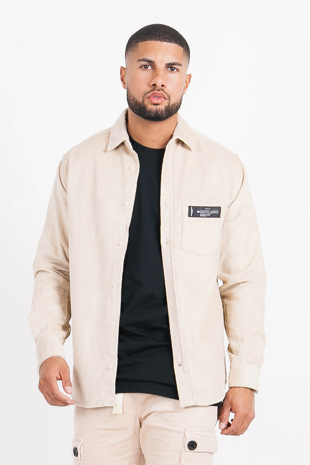 Chemise velours poche beige - Image 2