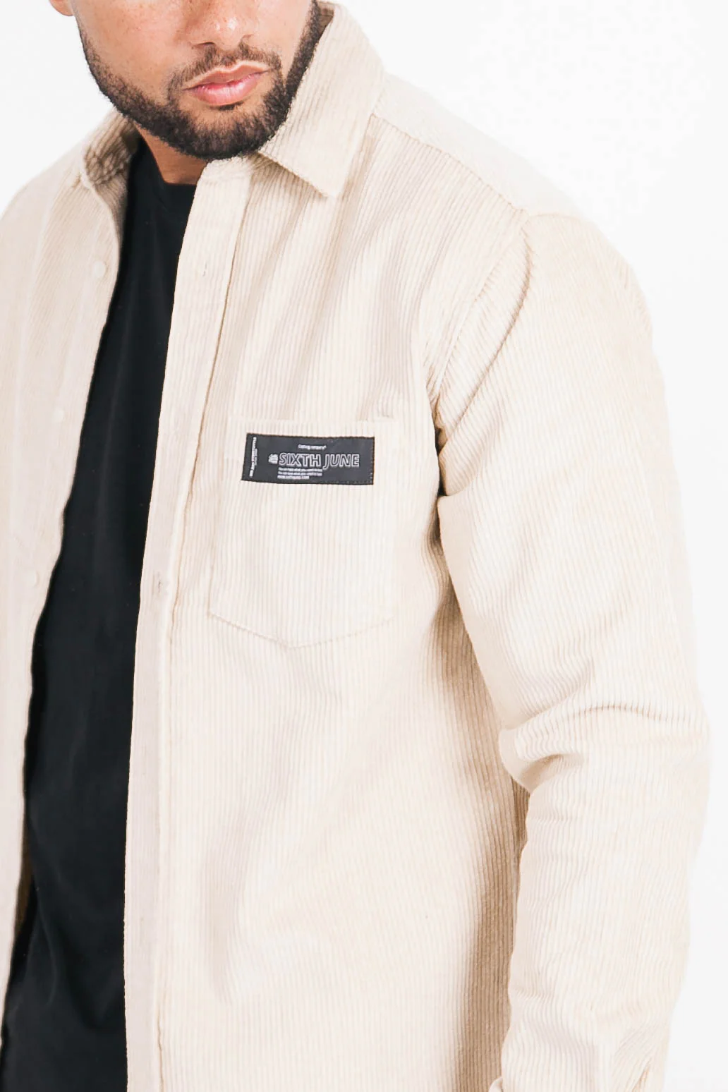 Chemise velours poche beige - Image 3