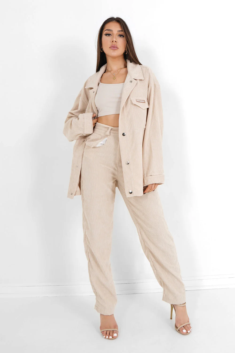 Pantalon droit velours côtelé Beige - Image 2