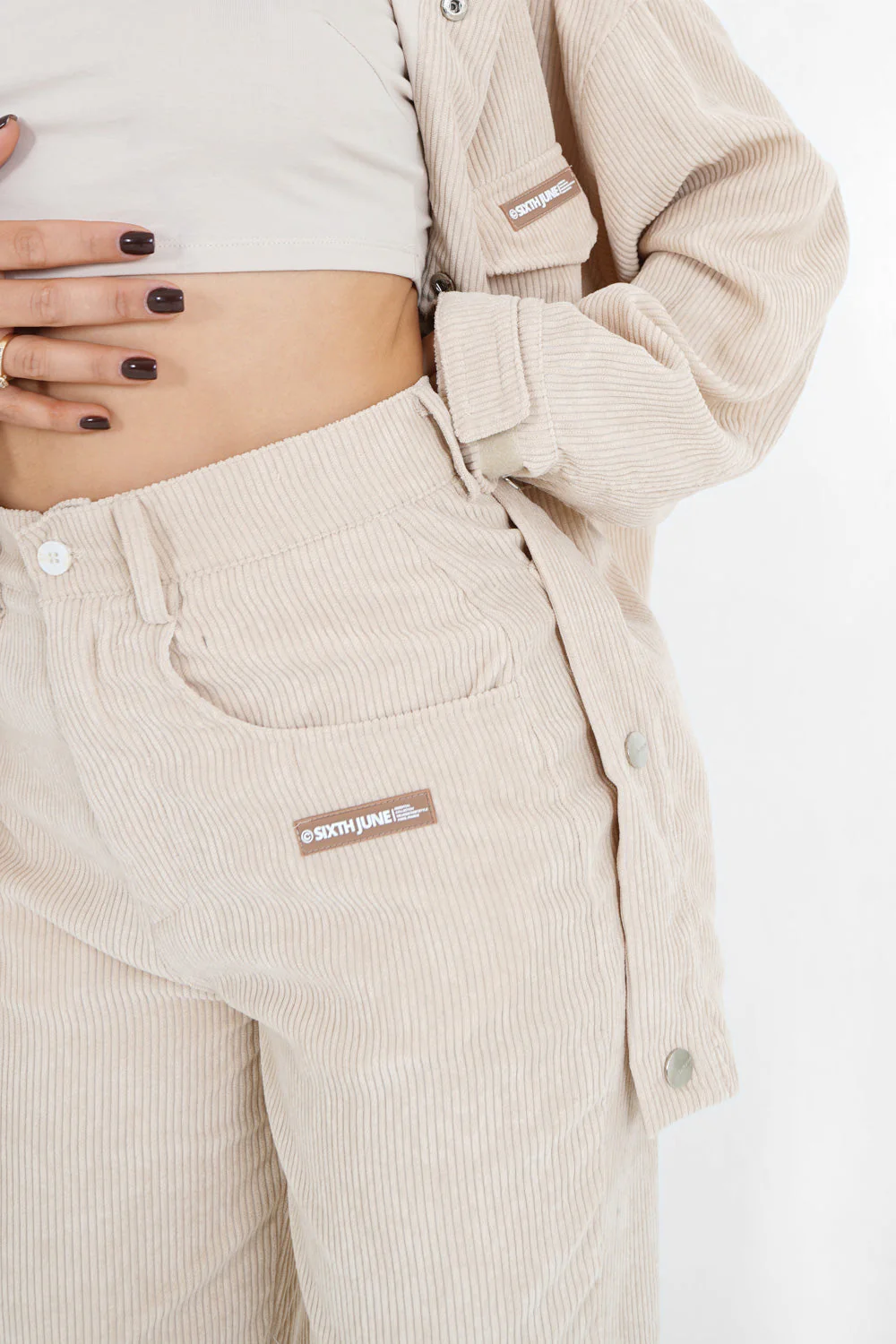 Pantalon droit velours côtelé Beige - Image 3