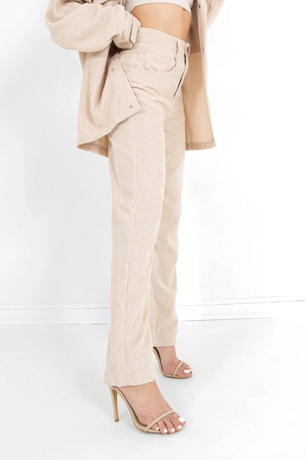 Pantalon droit velours côtelé Beige - Image 4