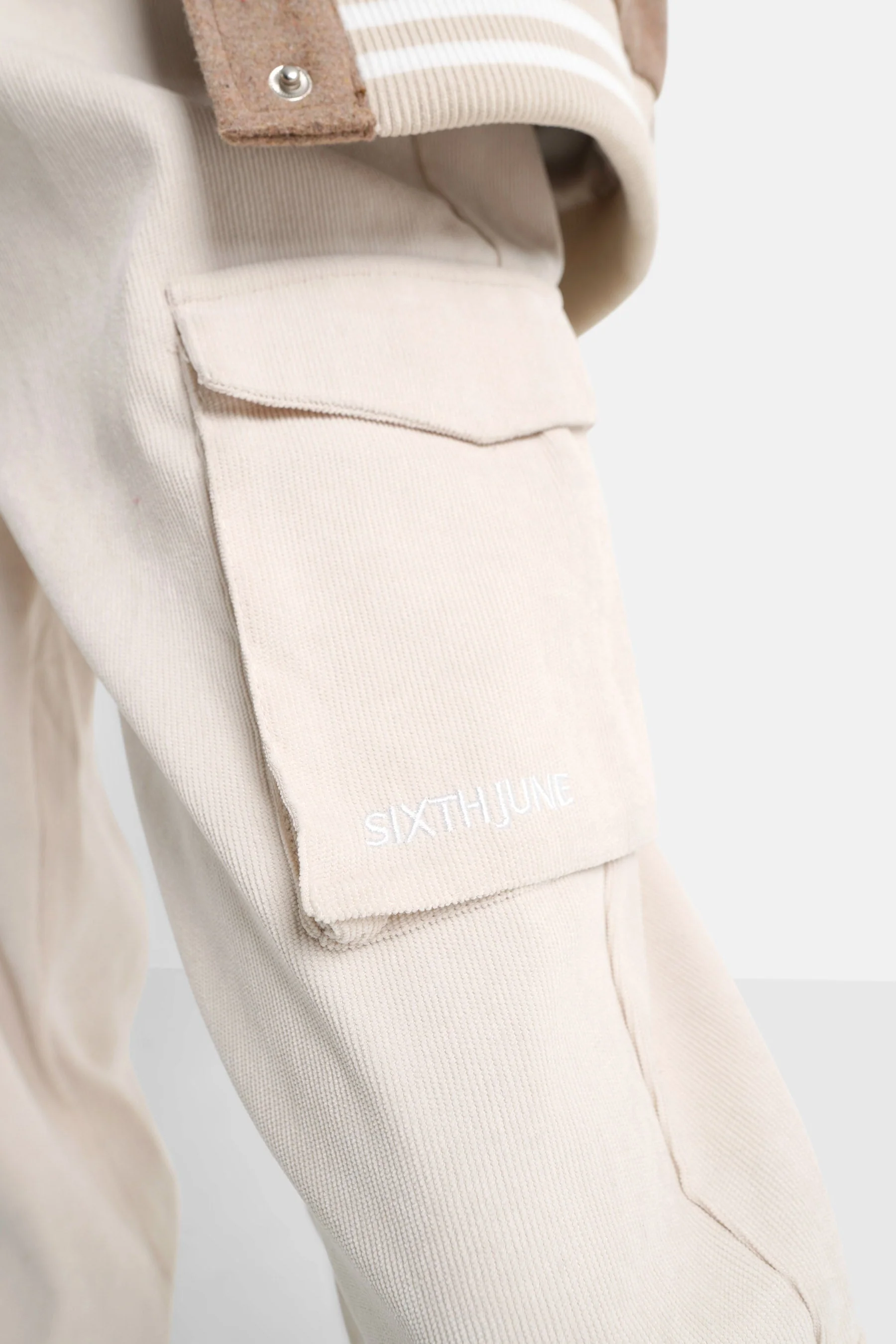 Pantalon cargo côtelé Beige - Image 3