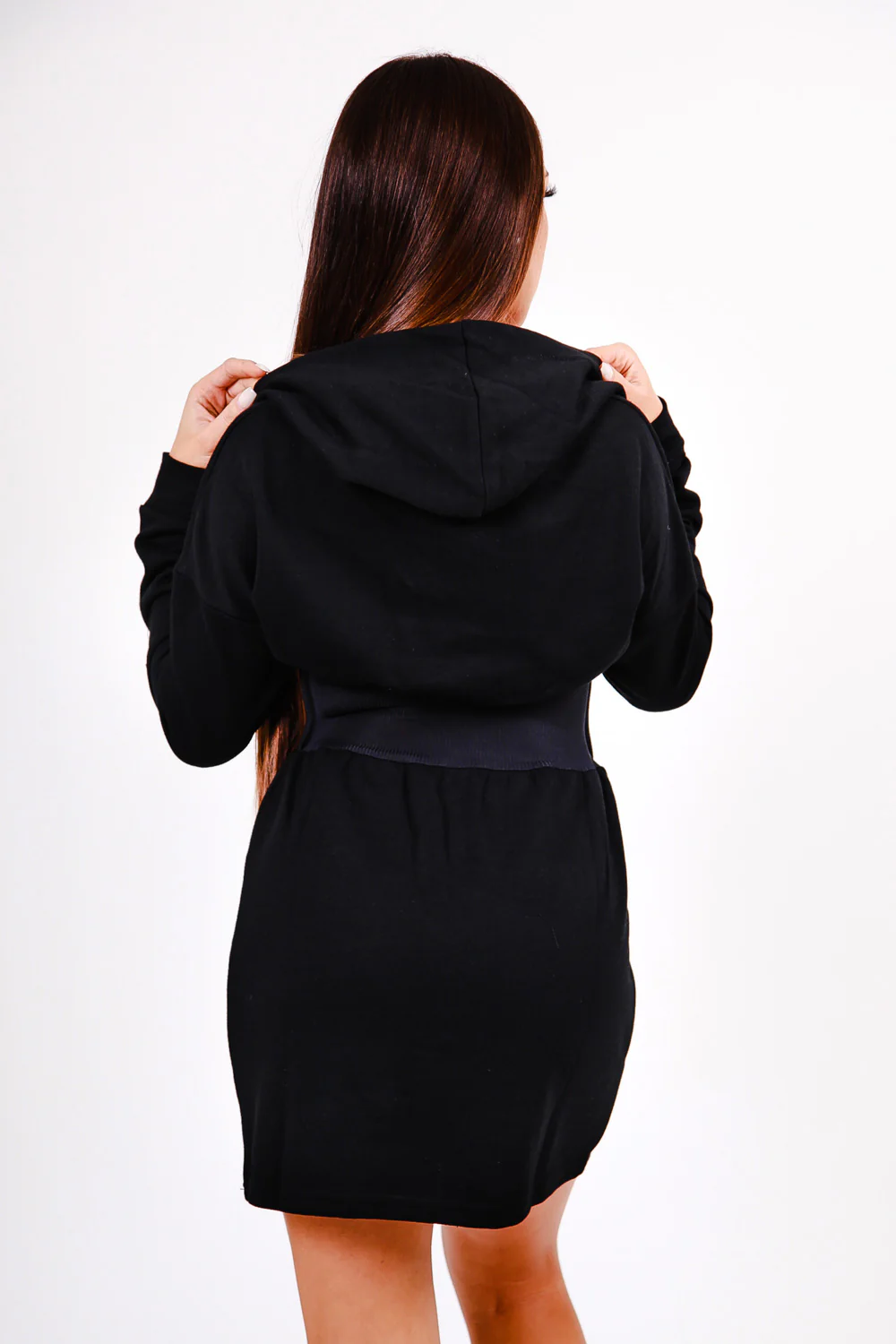 Robe sweat capuche corset noir - Image 5