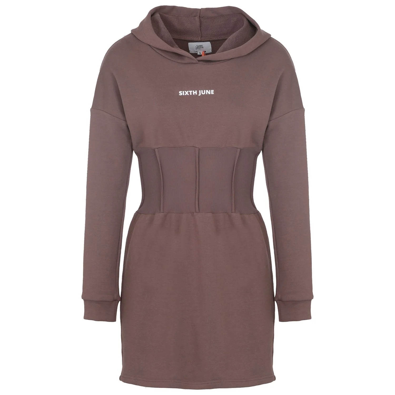 Robe sweat capuche corset marron - Image 5