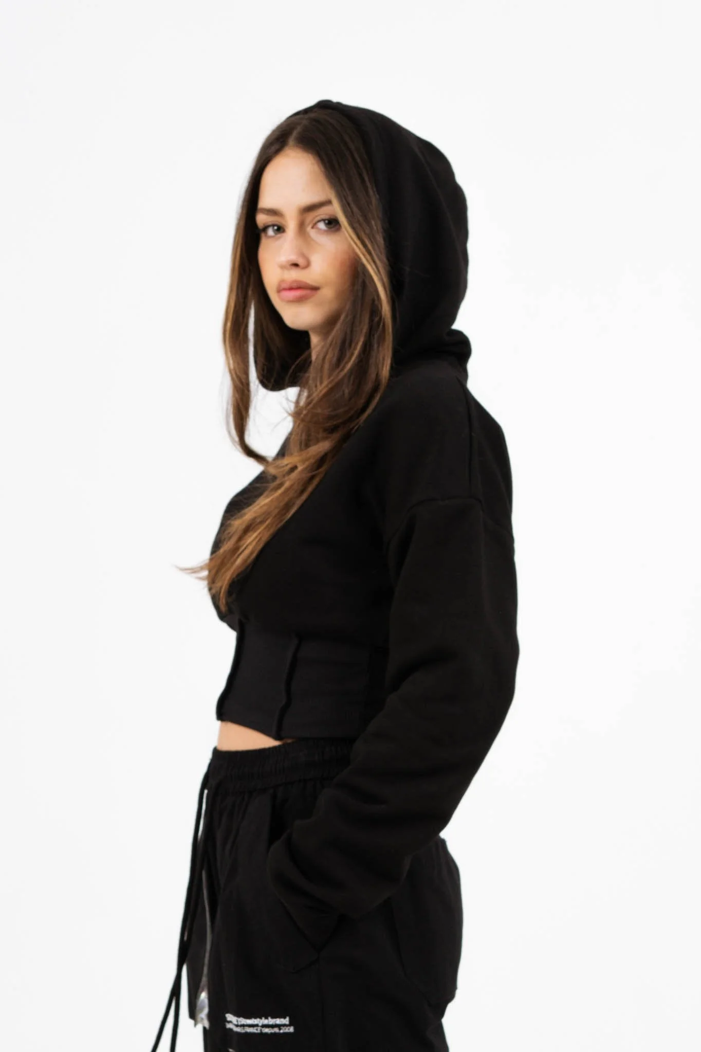 Sweatshirt capuche corset Noir - Image 4