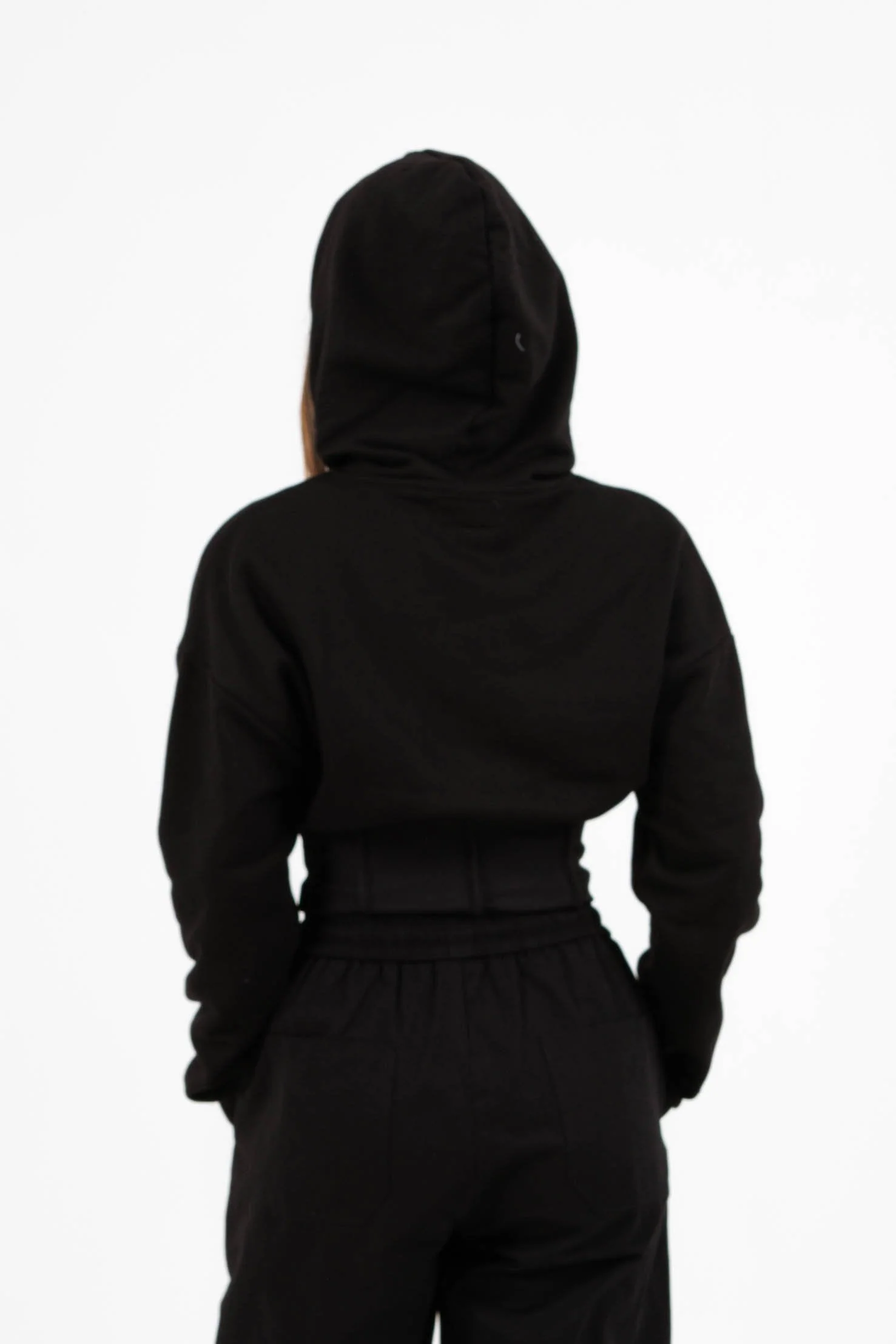 Sweatshirt capuche corset Noir - Image 5