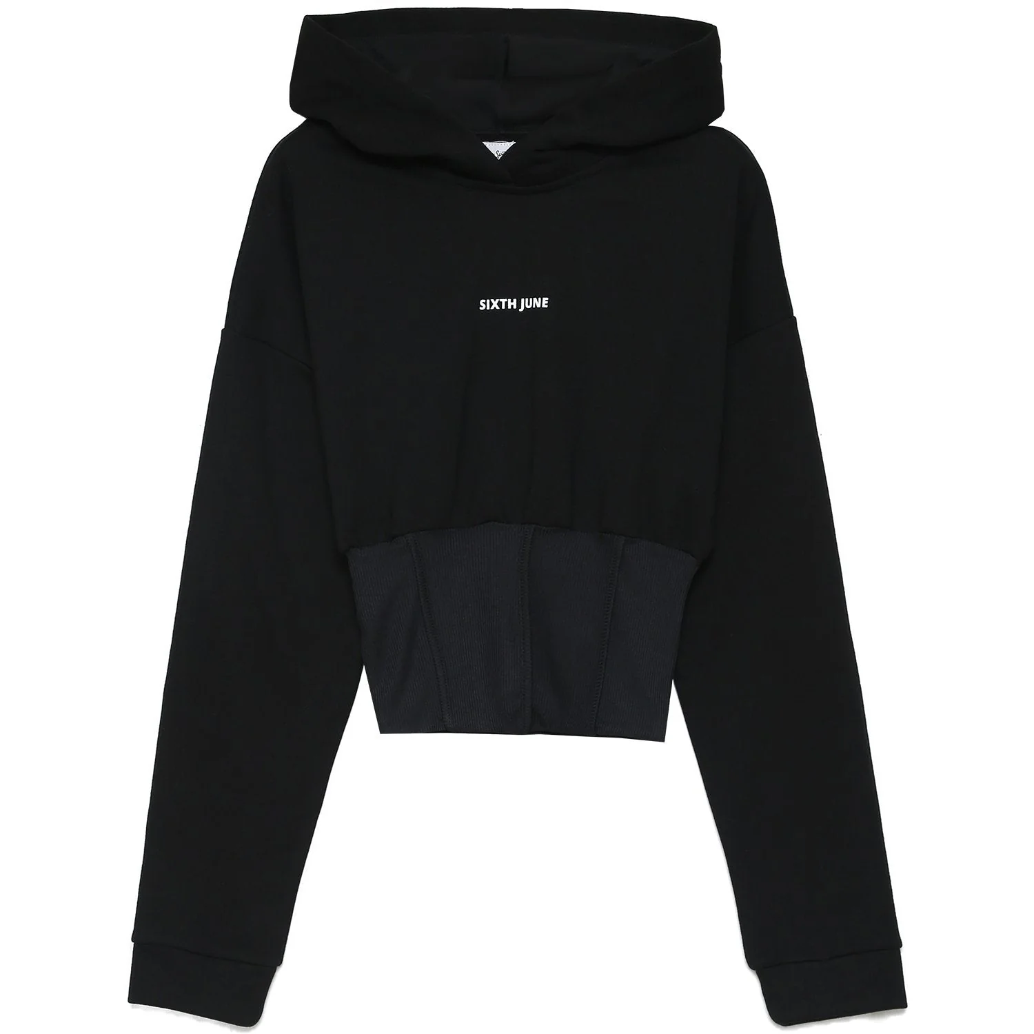 Sweatshirt capuche corset Noir - Image 6