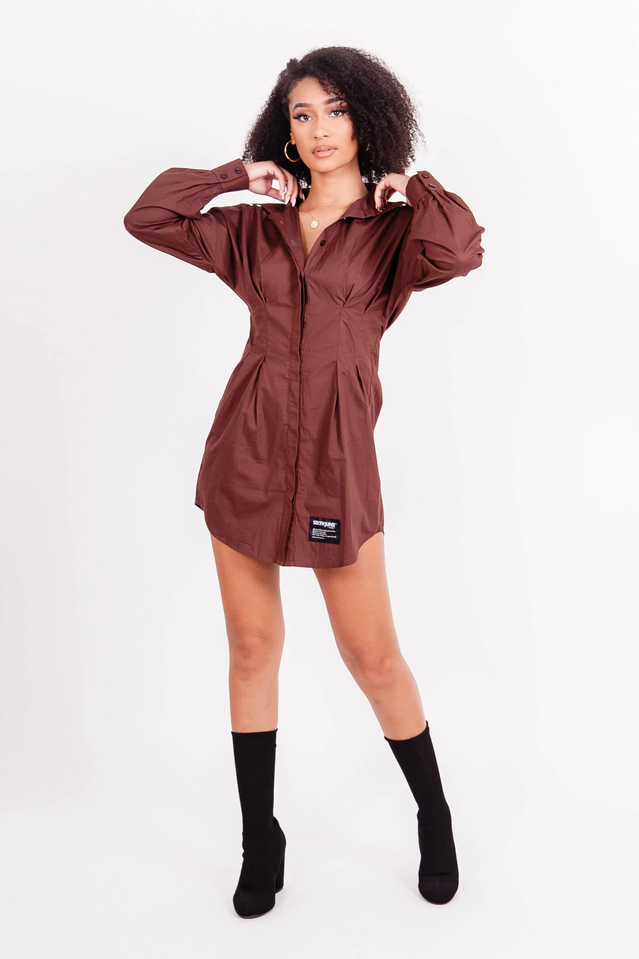 Robe chemise corset Marron - Image 2