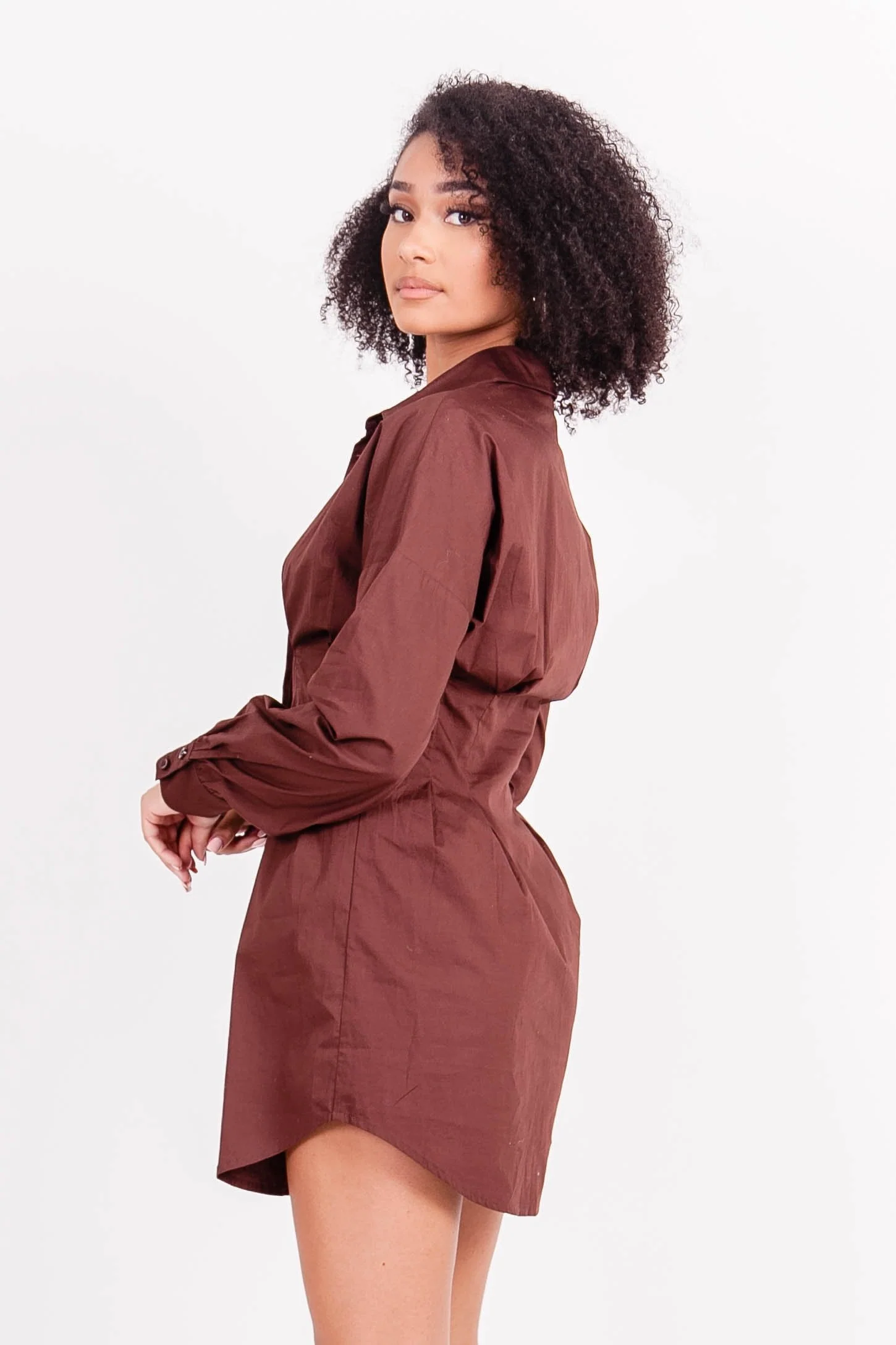 Robe chemise corset Marron - Image 3