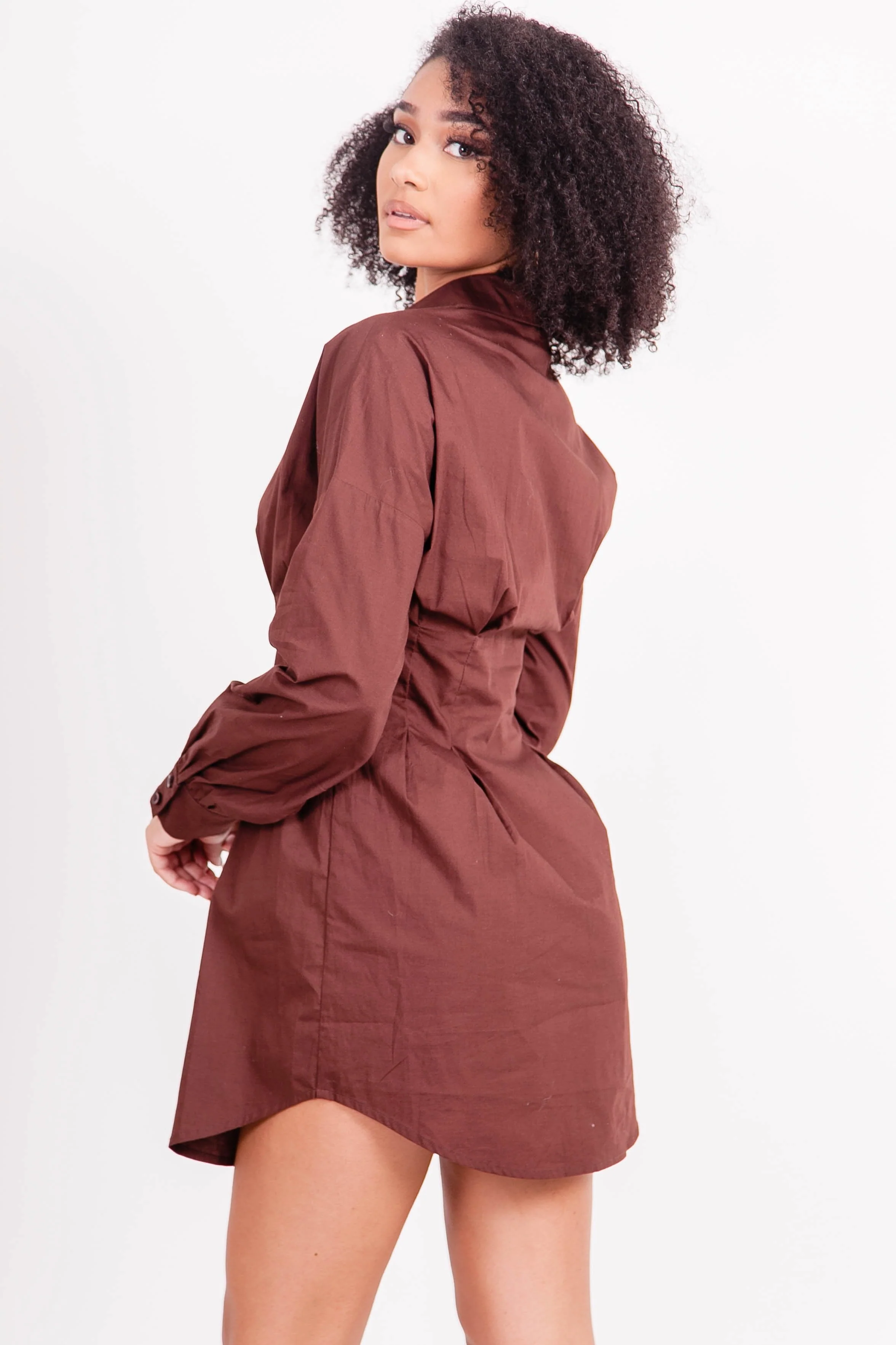 Robe chemise corset Marron - Image 4