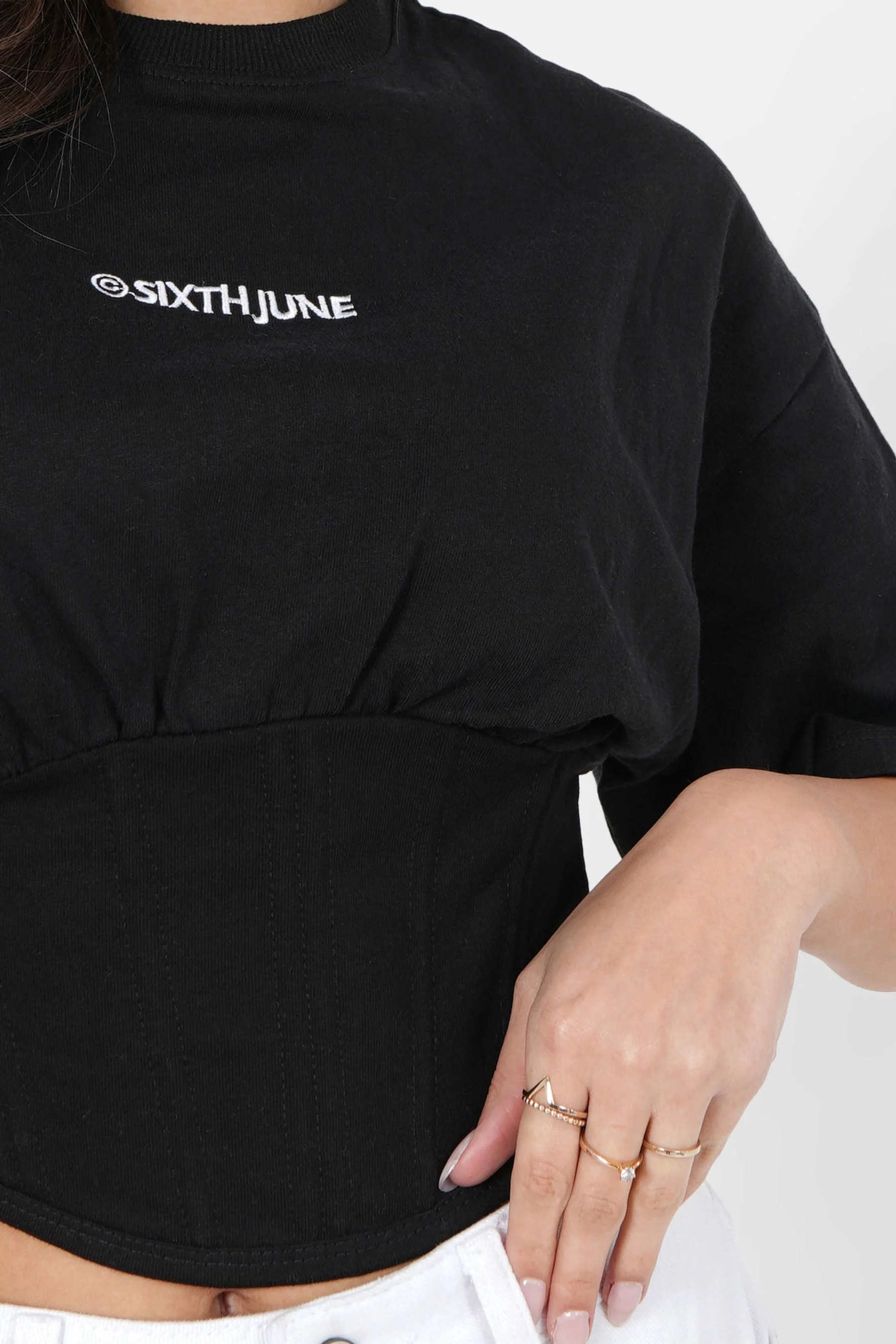 T-shirt corset court Noir - Image 3